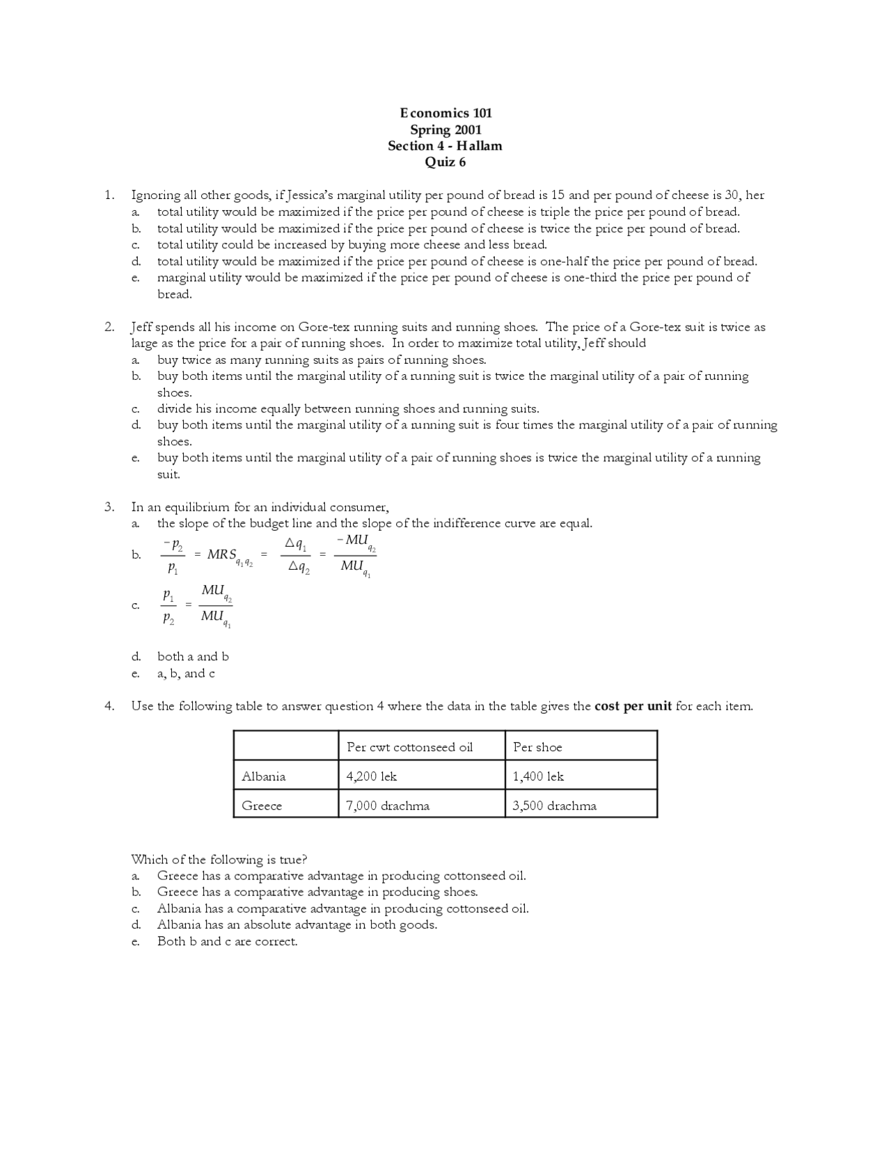 Practice Quiz #6 with Answer Key - Principles of Microeconomics | ECON ...