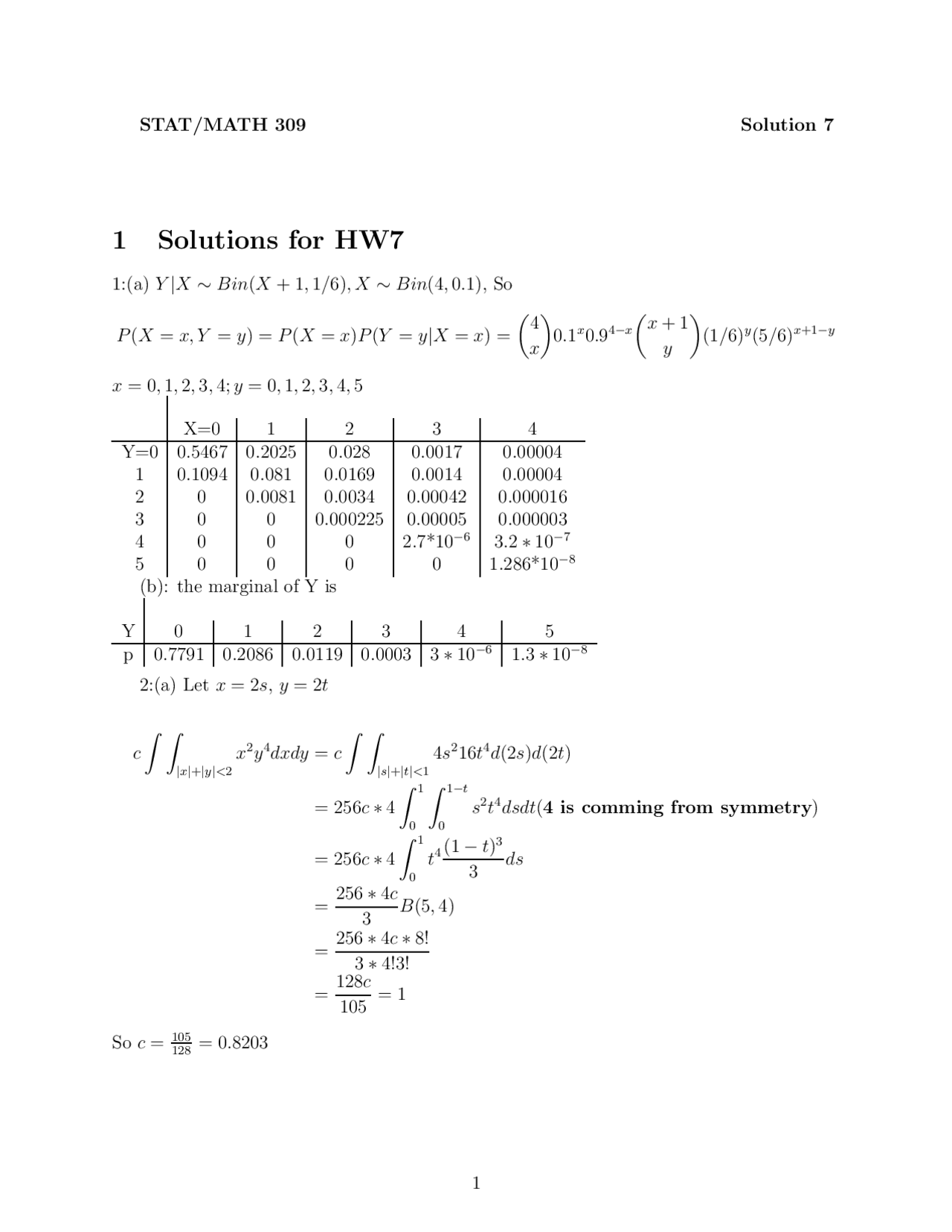 Solutions For Homework 7 Introduction To Mathematical Economics Math 309 Docsity