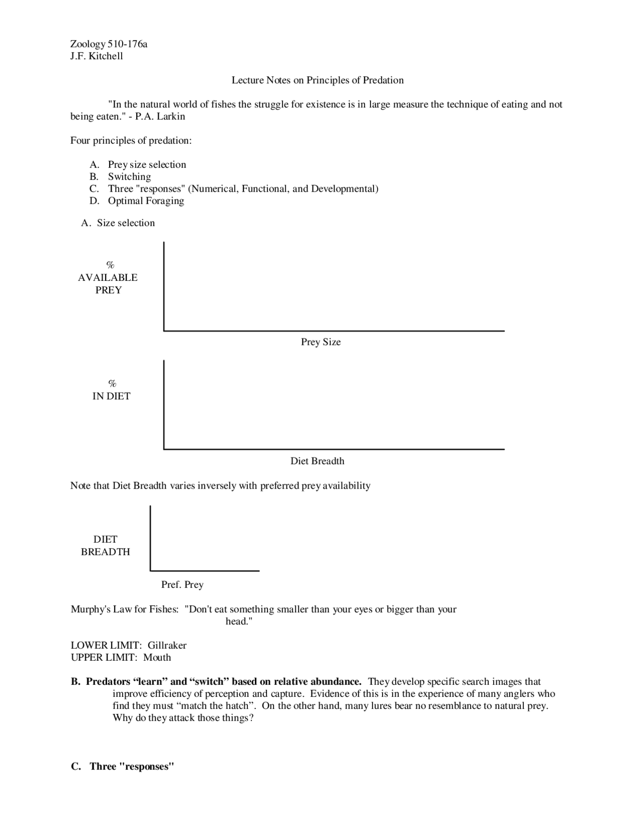 Lecture Notes on Principles Predation - Ecology of Fishes | ZOOLOGY 510 ...