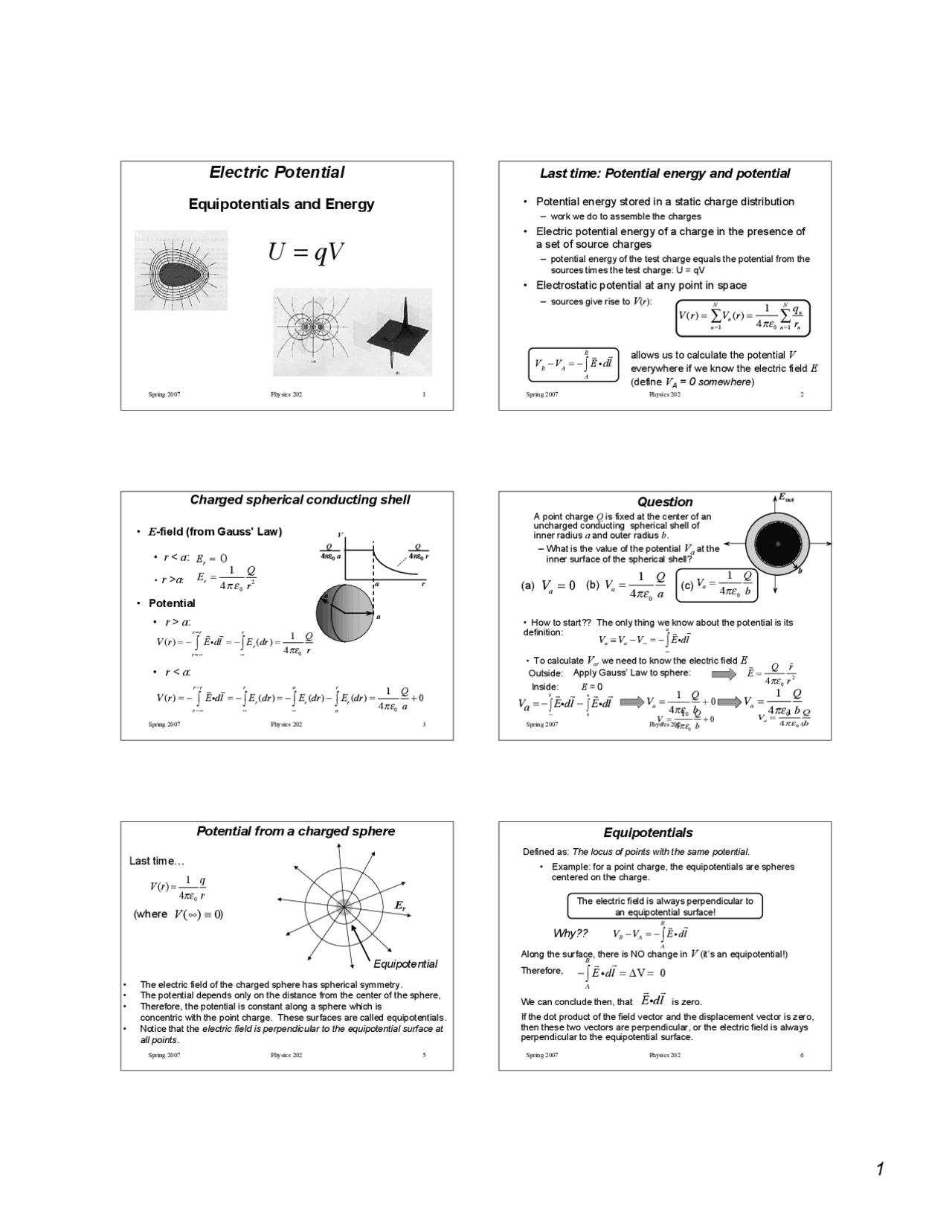 Electric Potential For Exam Lecture Notes Physics 2 Docsity