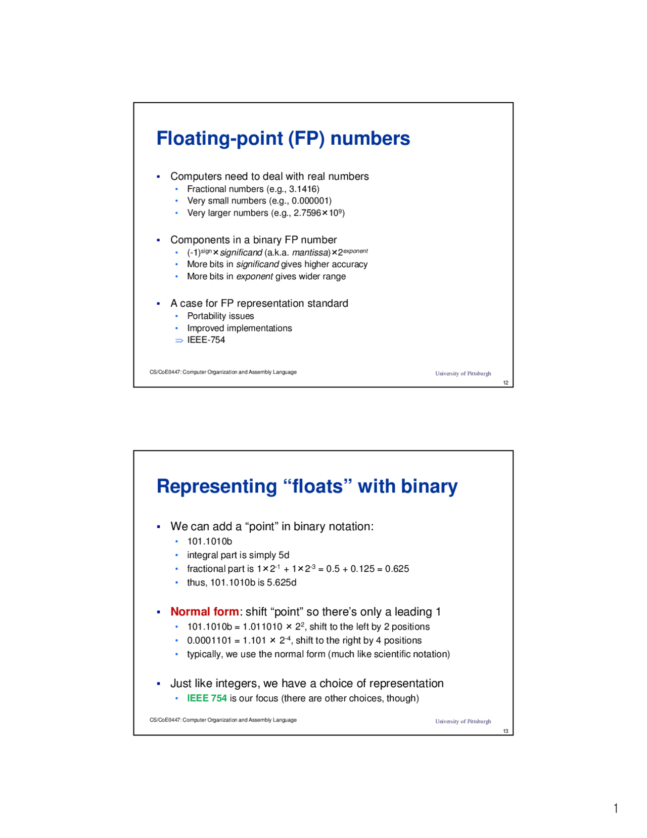Representing Floating Point Numbers with Binary Notation | CS 0447 ...