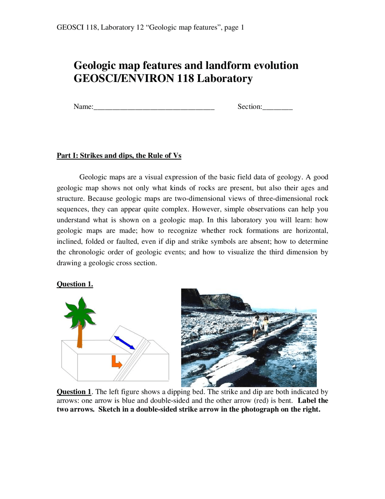 Geological Map Features and Landform Evolution - Lab 12 | GEOSCI 118 ...