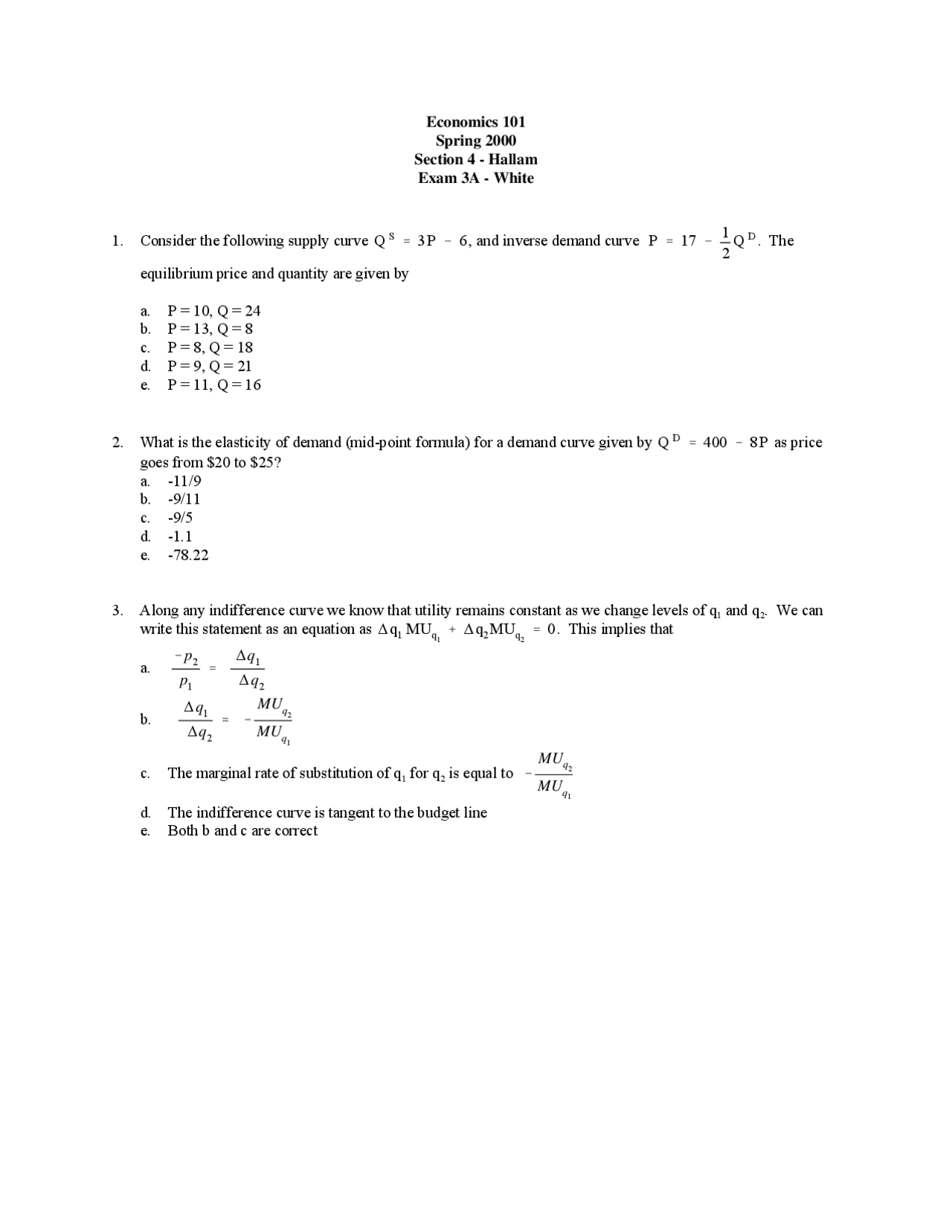 26 MCQs with Answers for Principles of Microeconomics | ECON 101 ...