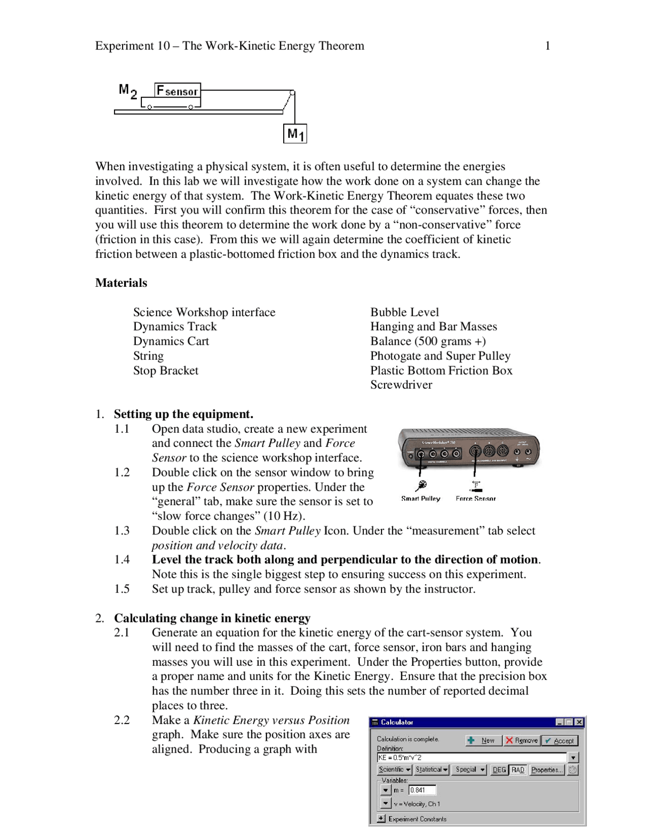 Experiment 10 for The Work-Kinetic Energy Theorem | PHYS 207 - Docsity