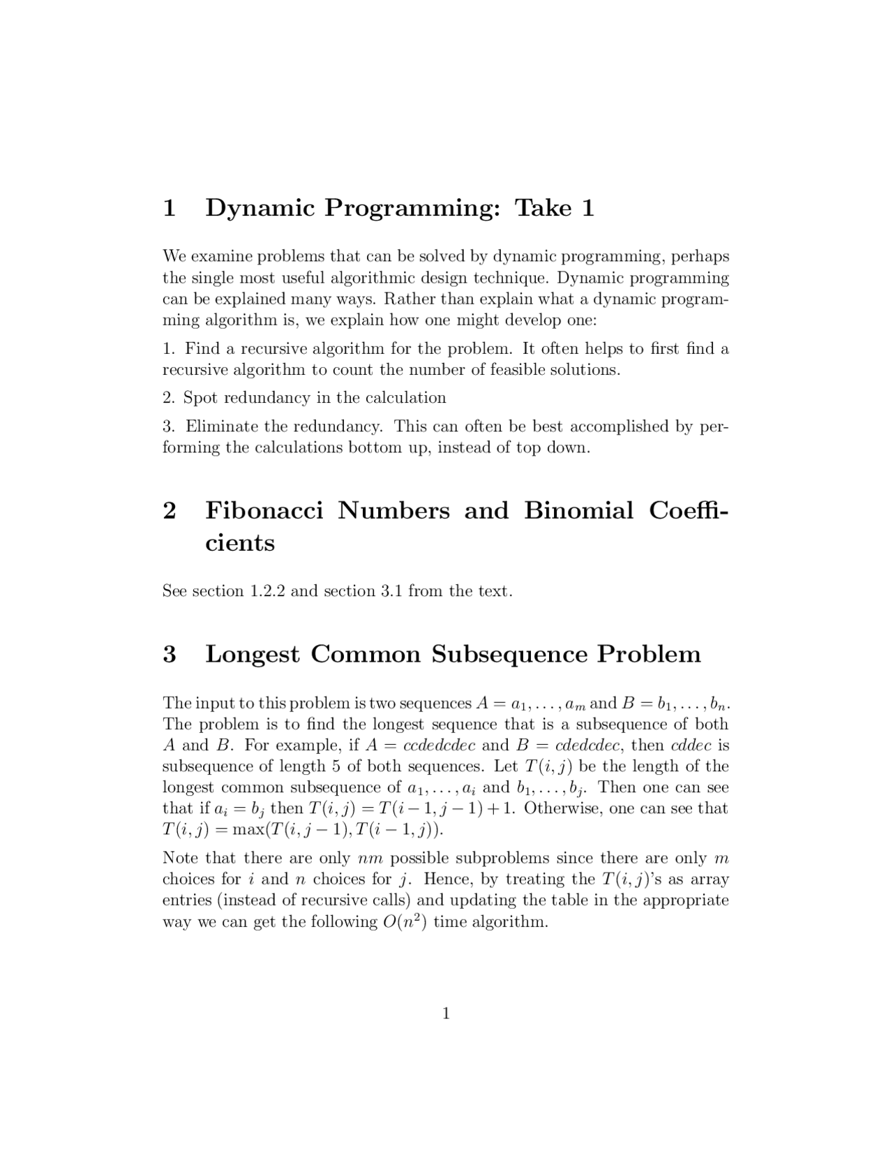 Introduction to Algorithm Design: Dynamic Programming - Study Guide ...