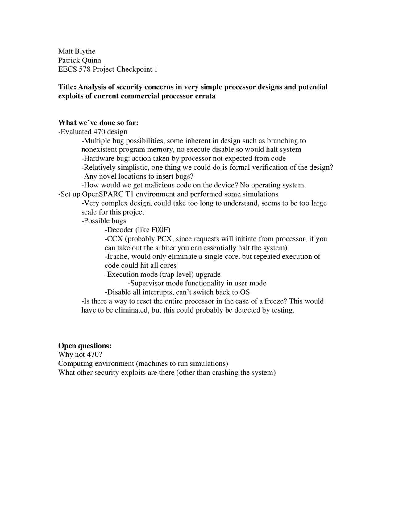 Analysis of Security Concerns in Very Processor Designs and Potential