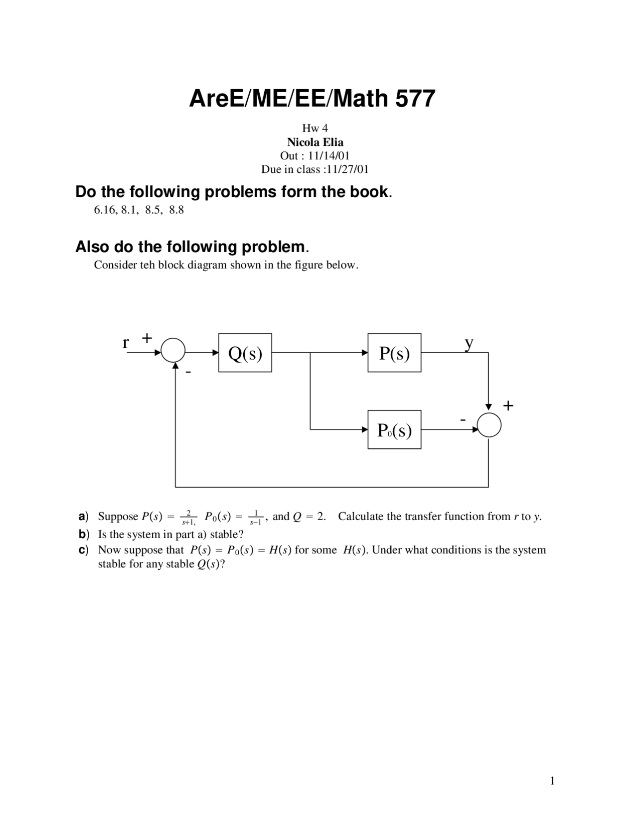 Practice Problems for Assignment 4 - Linear Systems | MATH 577 ...