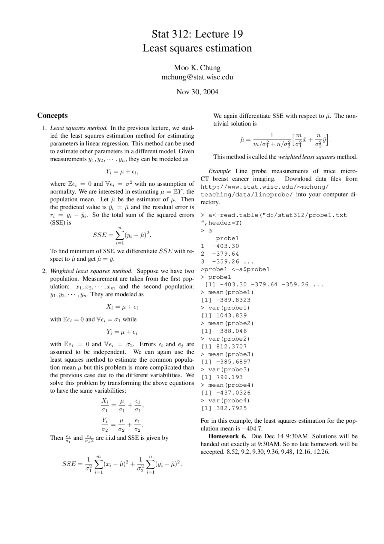 Least Squares Estimation: Weighted Methods | Study notes Mathematical ...