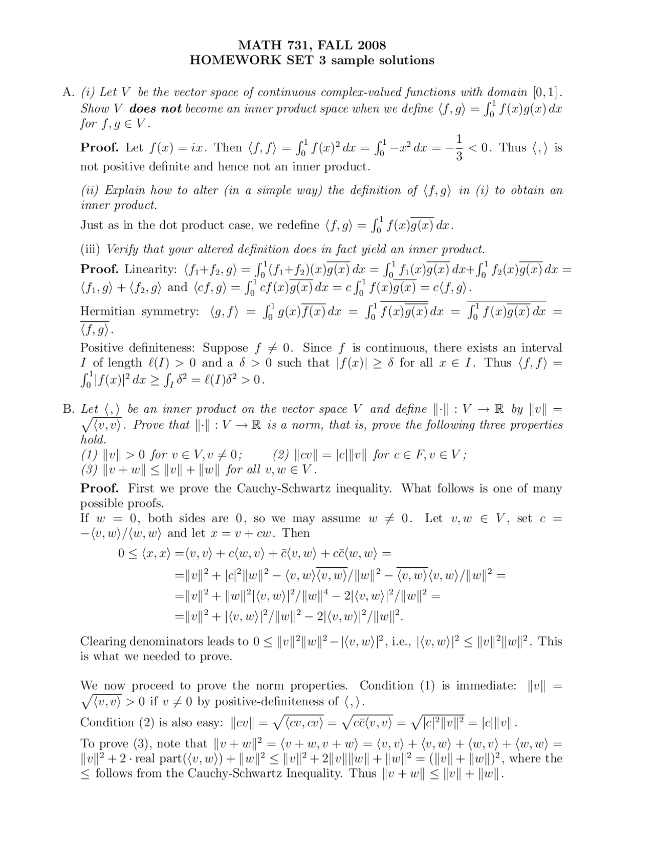 Abstract Algebra - Homework Set 3 Sample Solutions | MATH 731 - Docsity