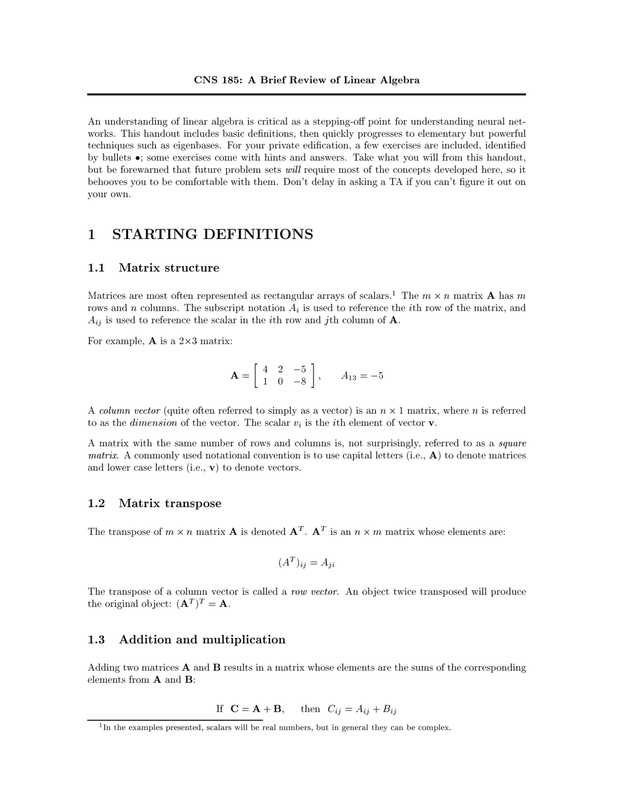 Eigenvalues and Eigenvectors, Linear Differential Equations CSE 494
