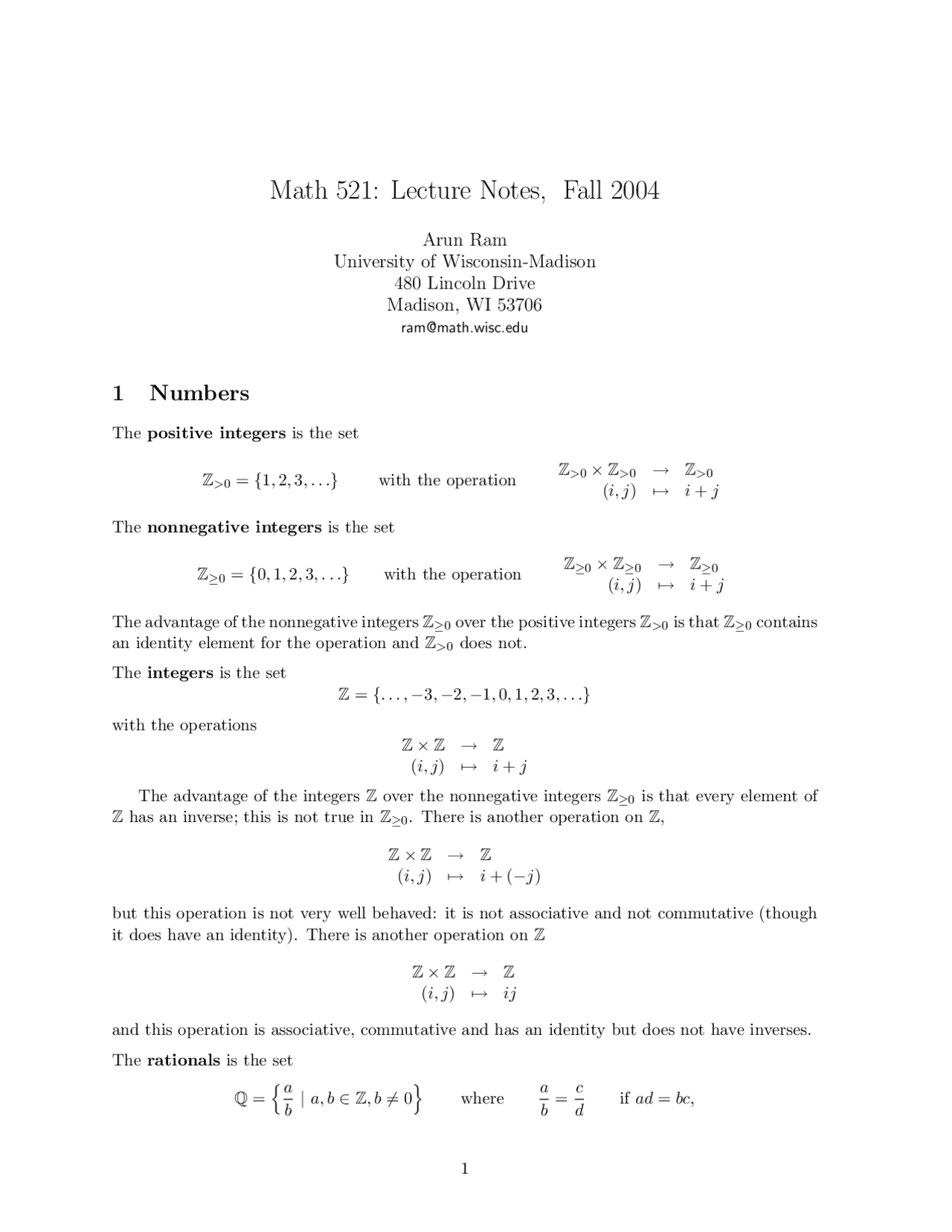 Number Systems Complex Analysis Lecture Notes UW Madison Fall 2004 Number systems complex analysis lecture notes uw madison fall 2004