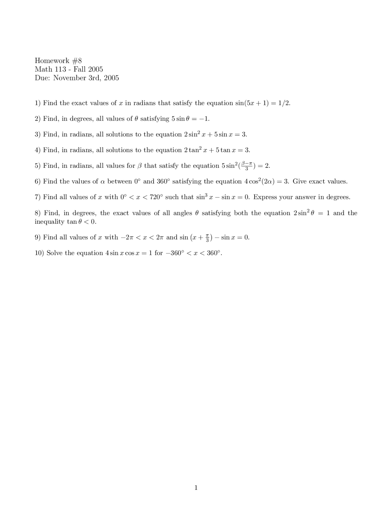 Trigonometry Practice Homework 8 Math 113 Docsity Trigonometry Practice Homework 8 Math 113 Docsity