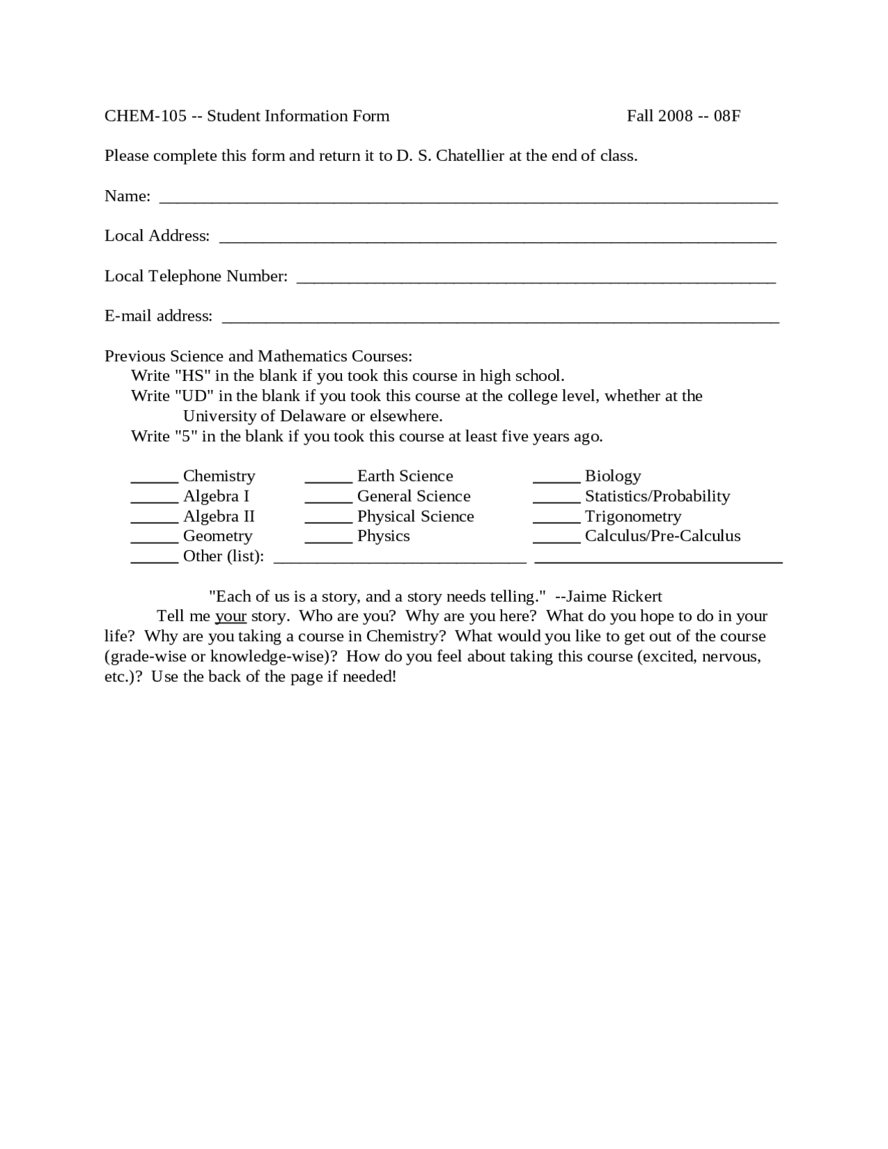 Review Sheet for General Chemistry - Fall 2008 | CHEM 105 - Docsity