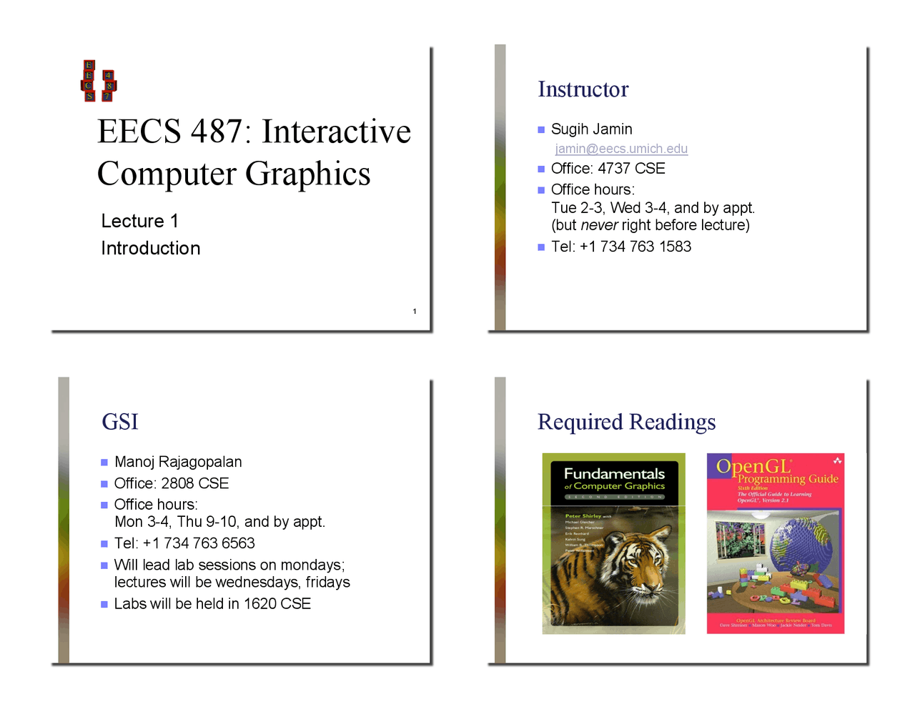 Introduction to Interactive Computer Graphics | EECS 487 - Docsity