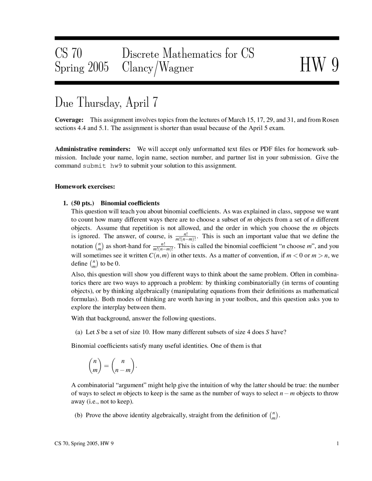 Homework 9 Questions - Discrete Mathematics and Probability Theory ...