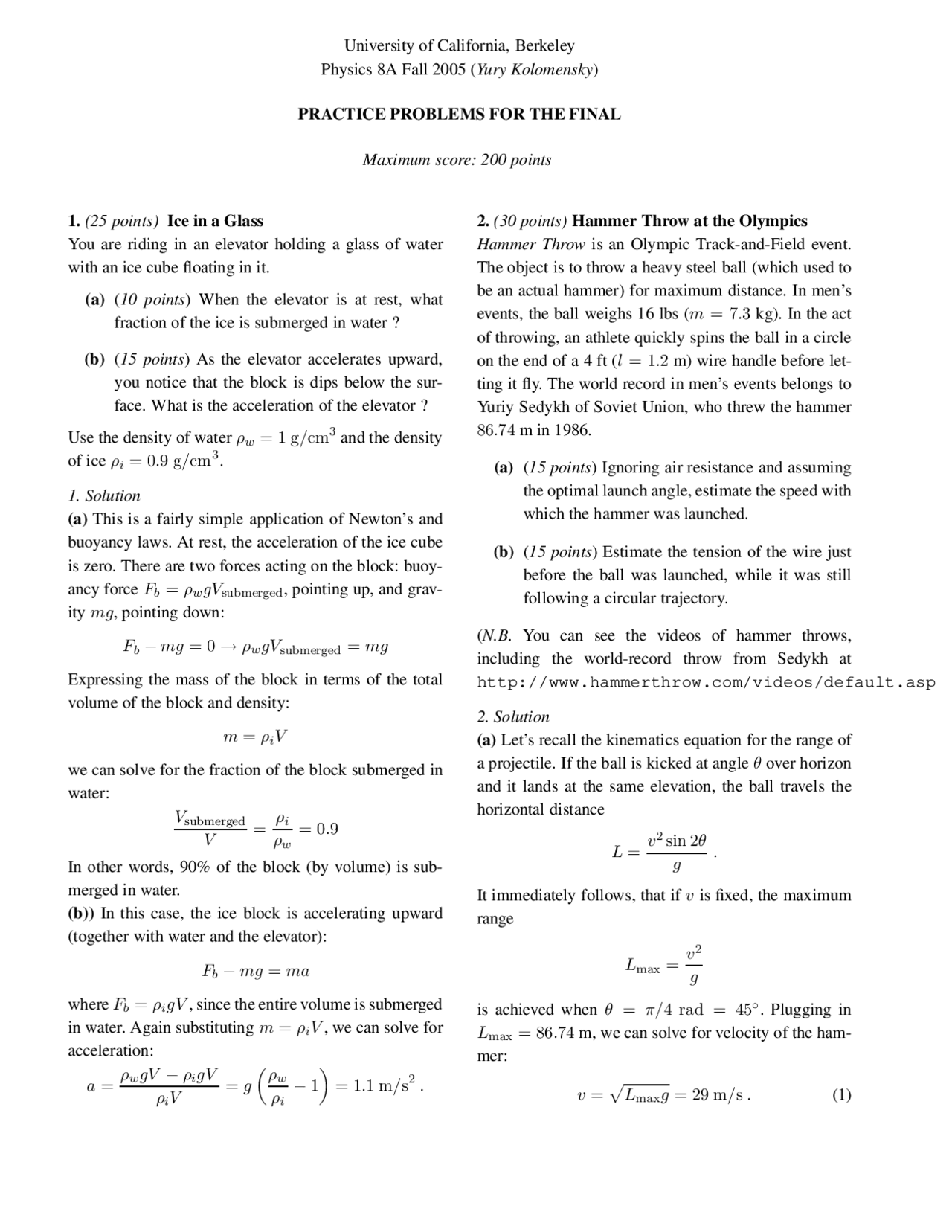 Practice Problems For University Of California Berkeley Physics 8A practice-problems-for-university-of-california-berkeley-physics-8a
