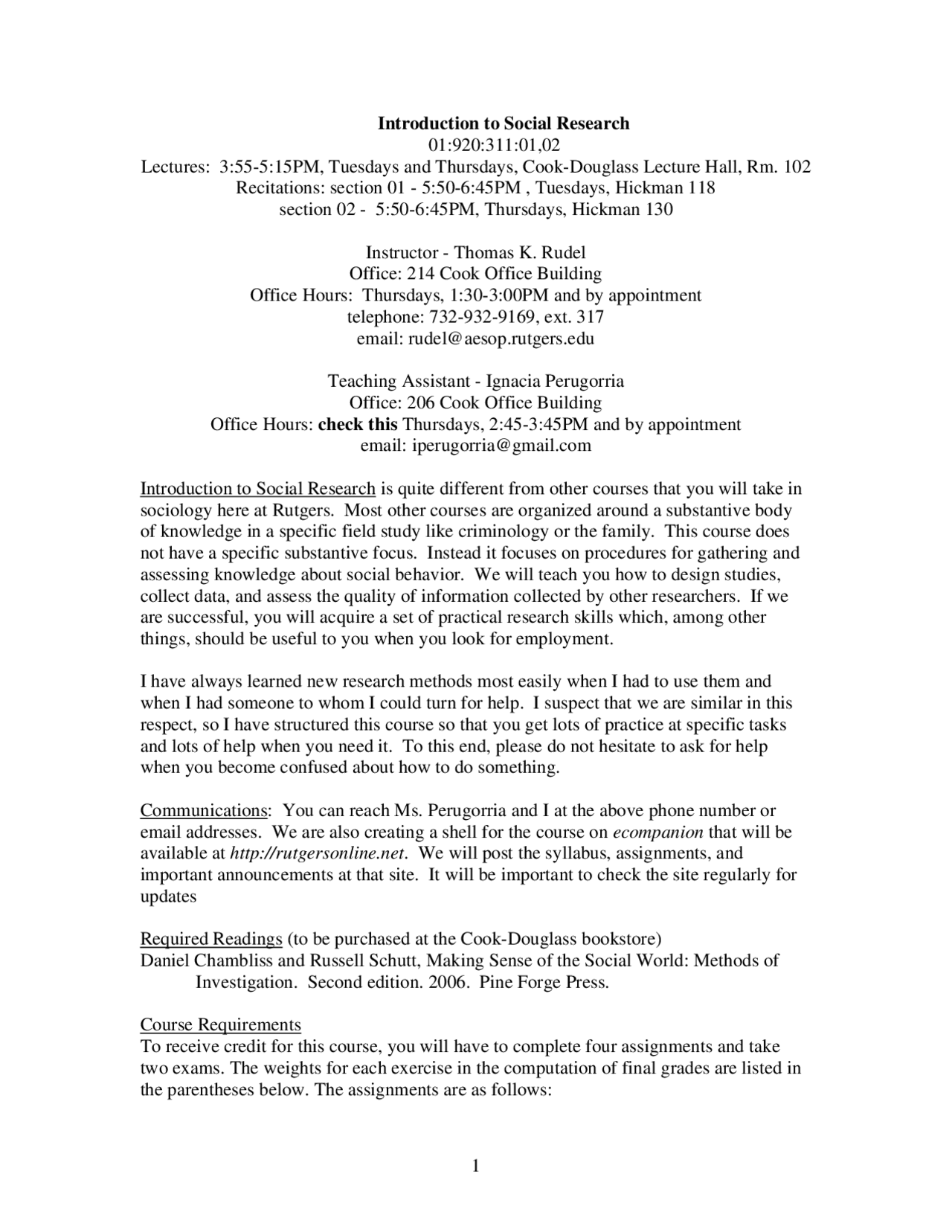 Course Syllabus For Introduction To Social Research 9 311 Docsity