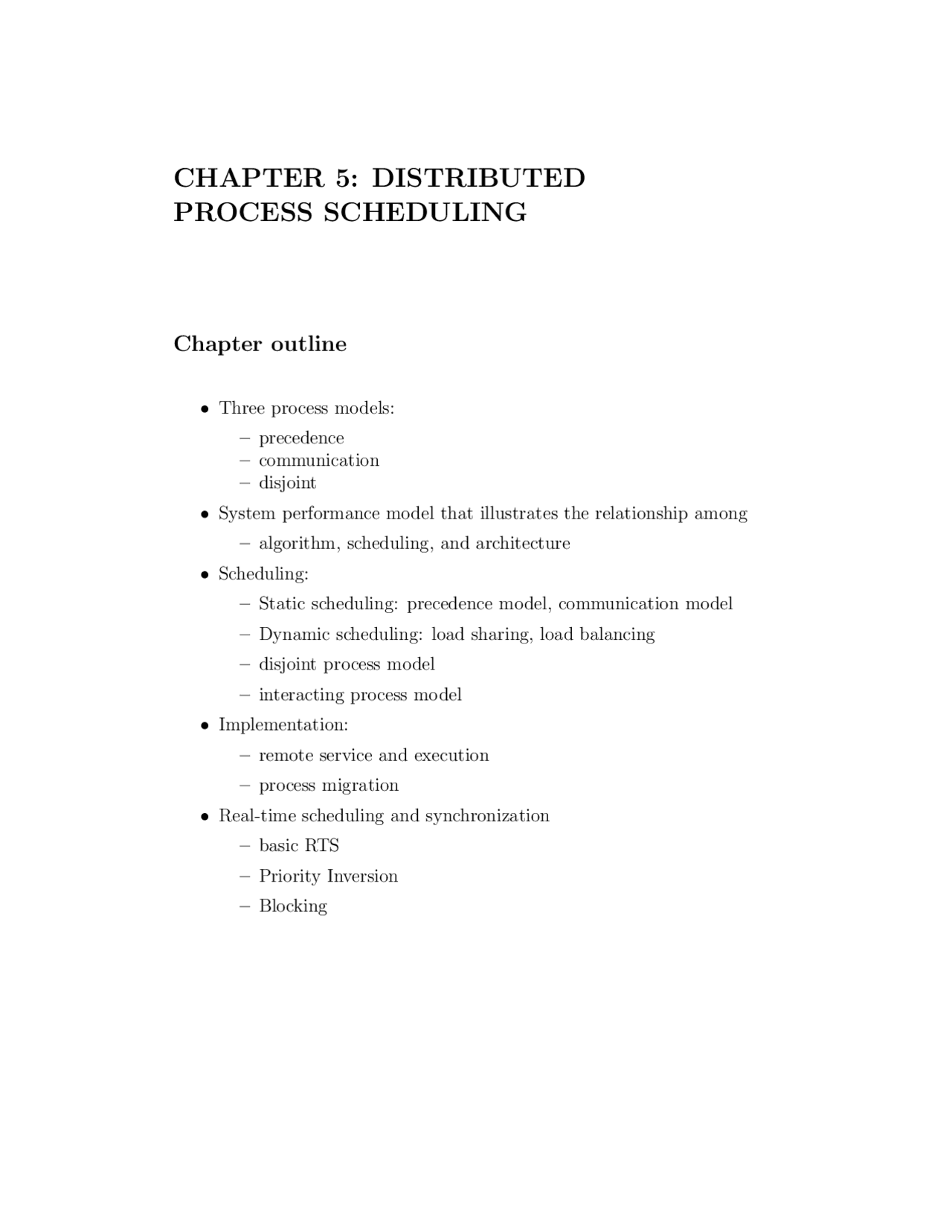 Distributed Process Scheduling Outline | COP 5615 - Docsity