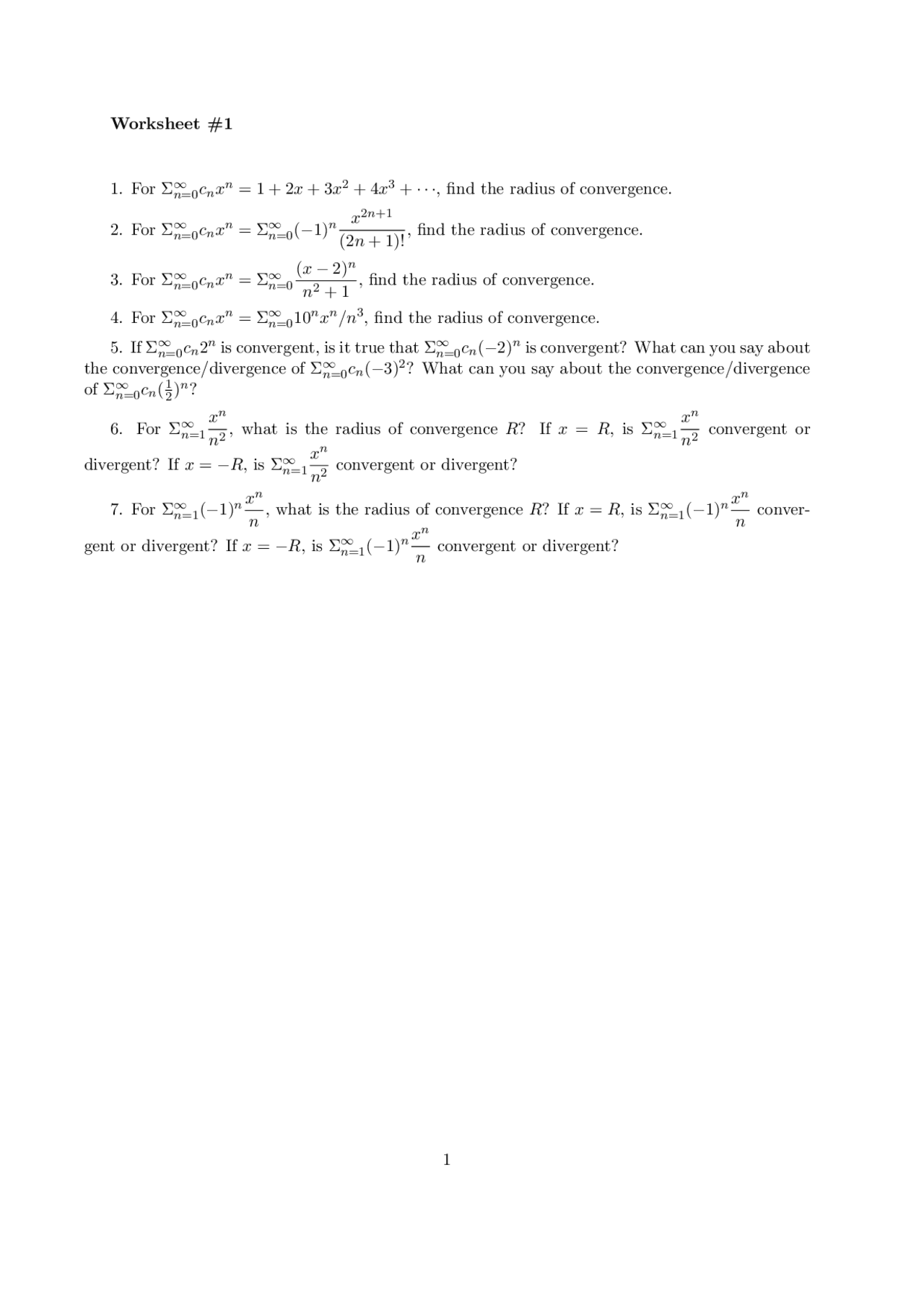 Worksheet 1 for Calculus III - Assignment 1 | MATH 253 - Docsity