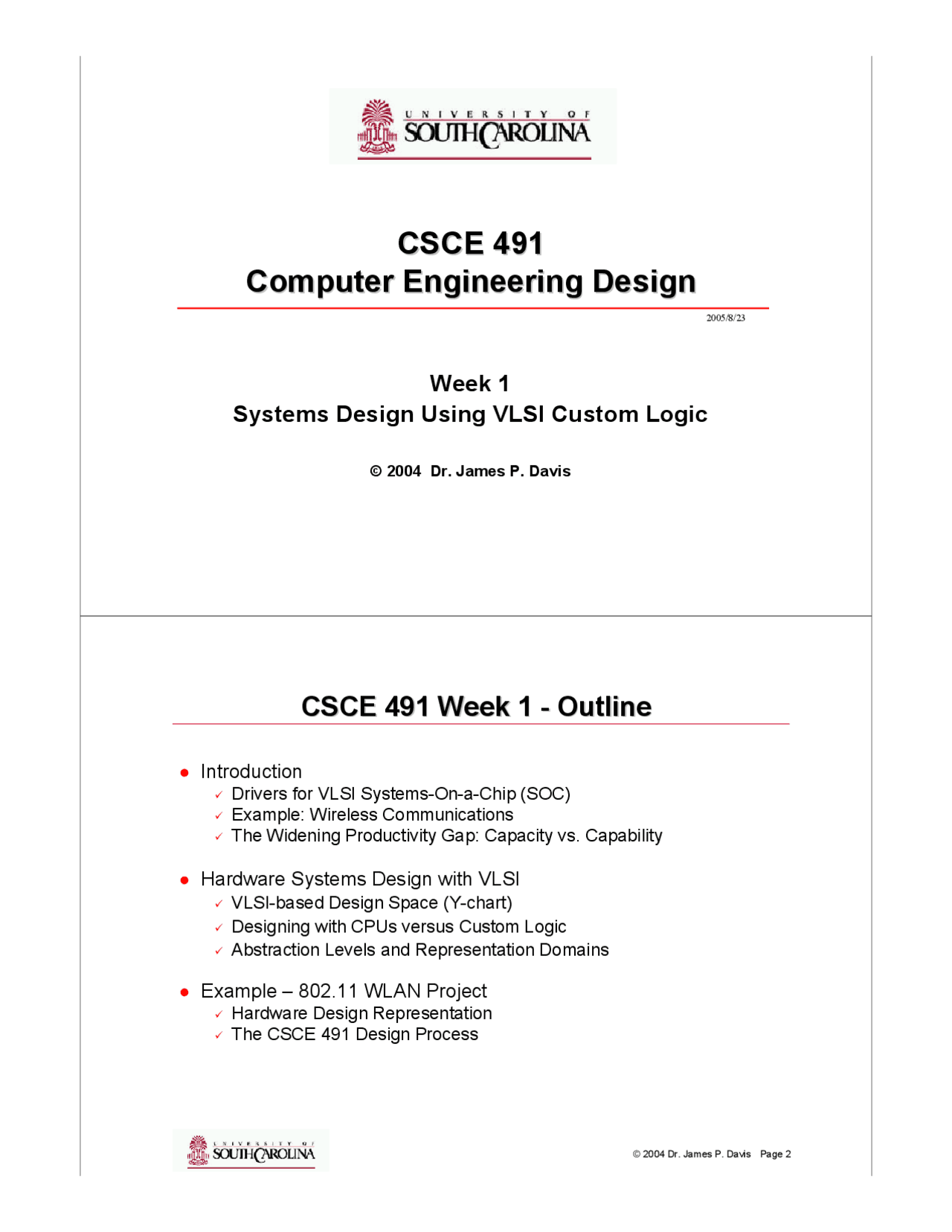 CSCE 491: Systems Design Using VLSI Custom Logic - Week 1 | Study ...