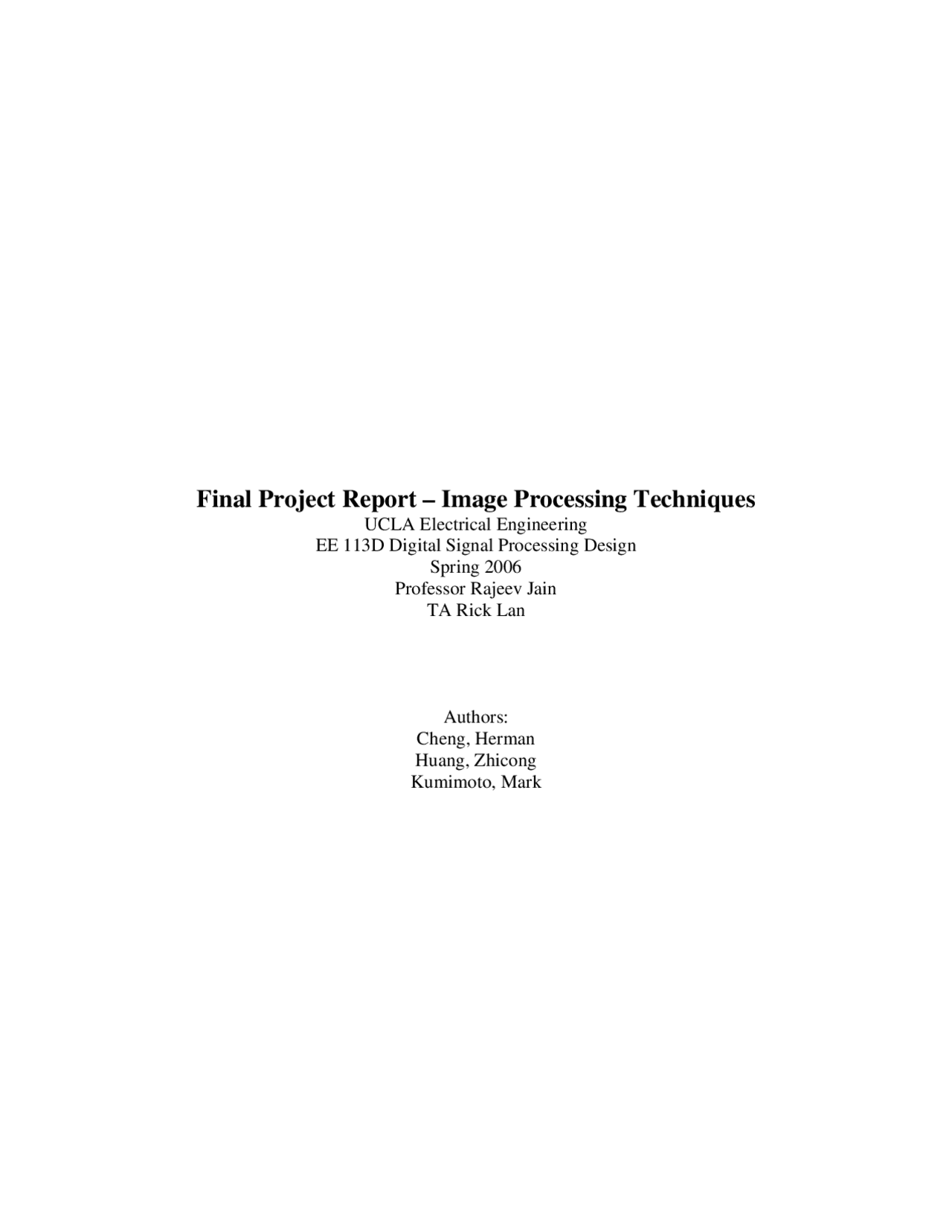 Image Processing Techniques - Final Project Report | EL ENGR 113D ...