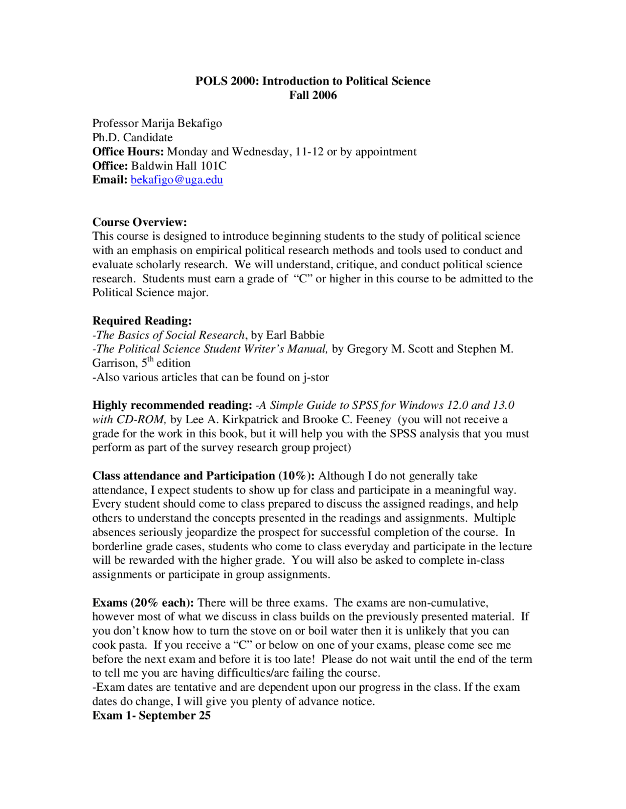 Project on Introduction to Political Science POLS 2000 Study Guides