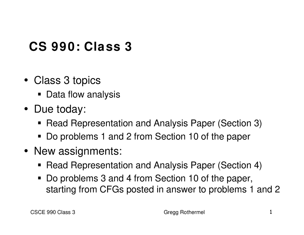 Introduction to Data Flow Analysis - Lecture Slides | CSCE 990 - Docsity