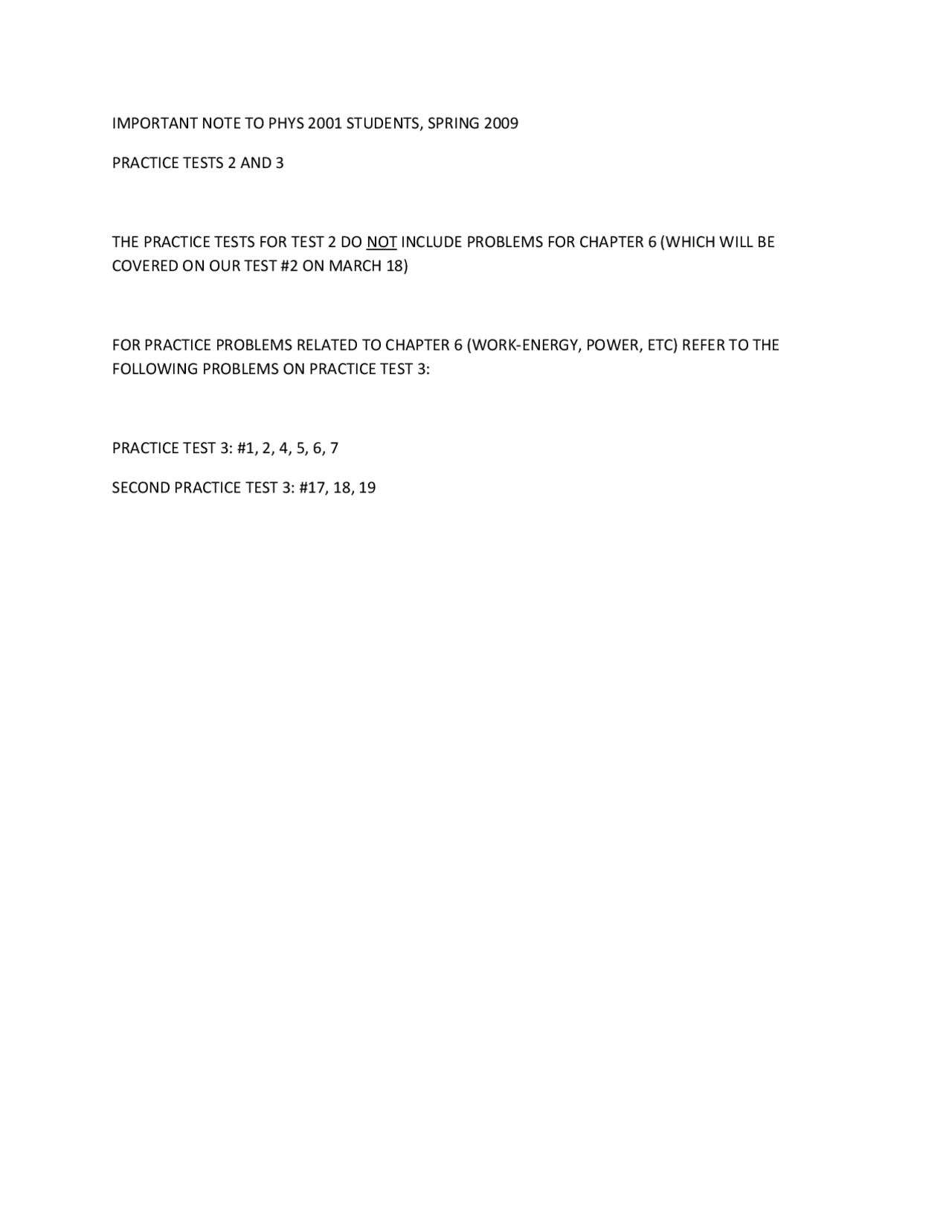 Practice Tests 2 and 3 with Answers | General Physics | PHYS 2001 - Docsity