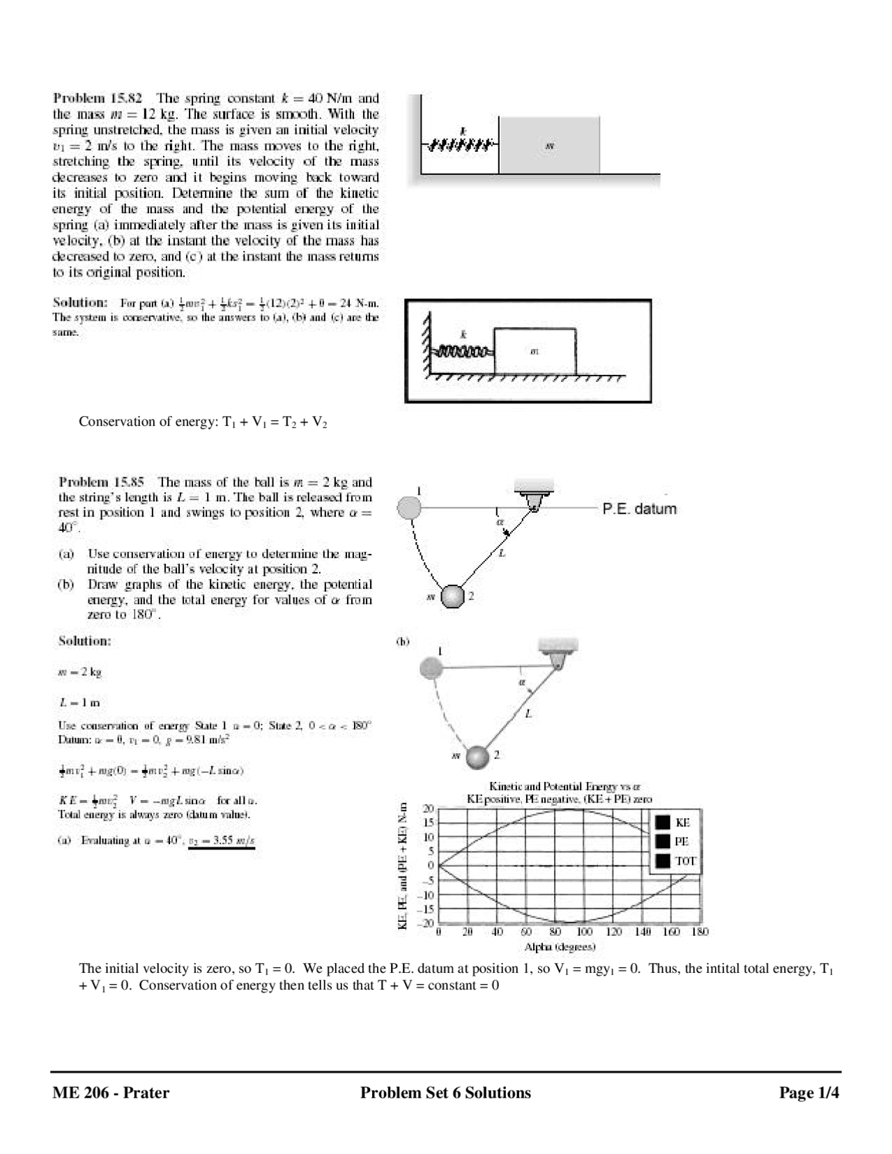 Mechanics II- Dynamics - Assignment 6 Solutions | ME 206 - Docsity