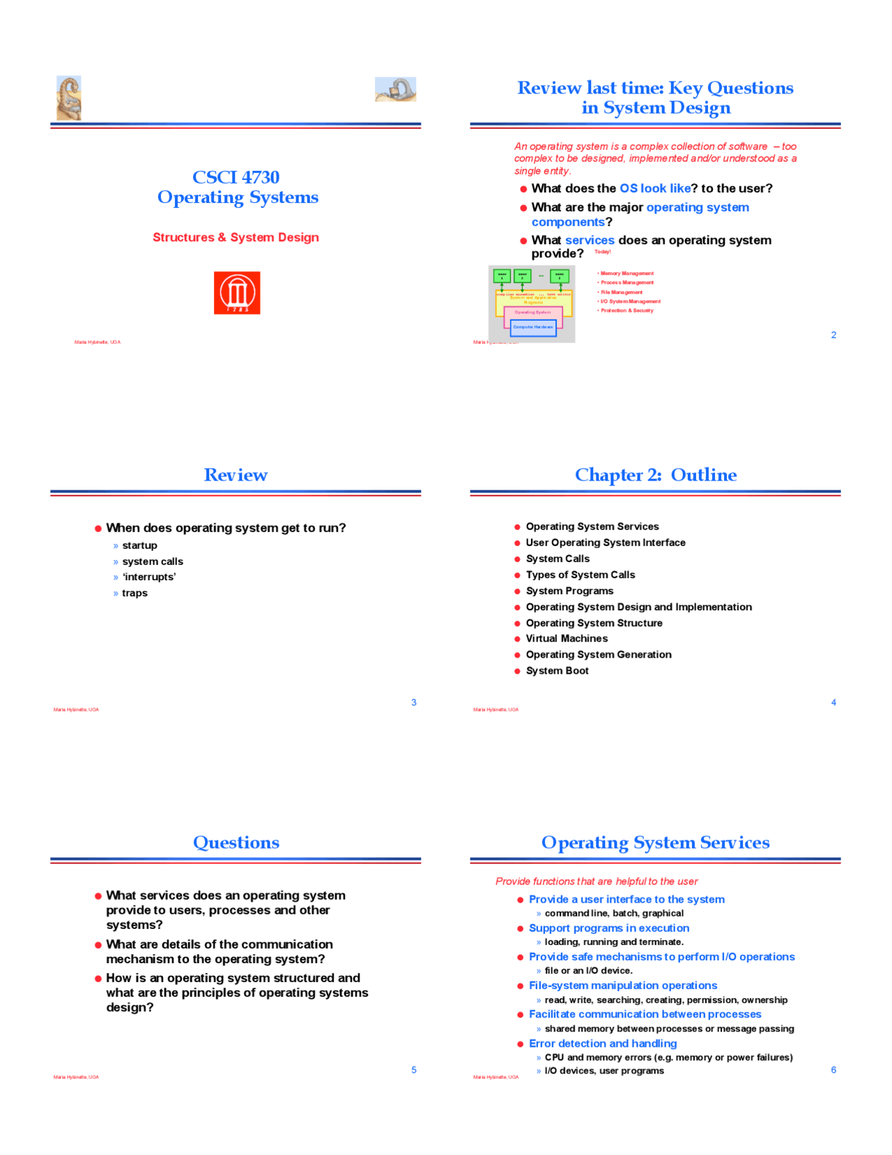 Operating System Structures - Lecture Slides | CSCI 4730 | Study notes ...