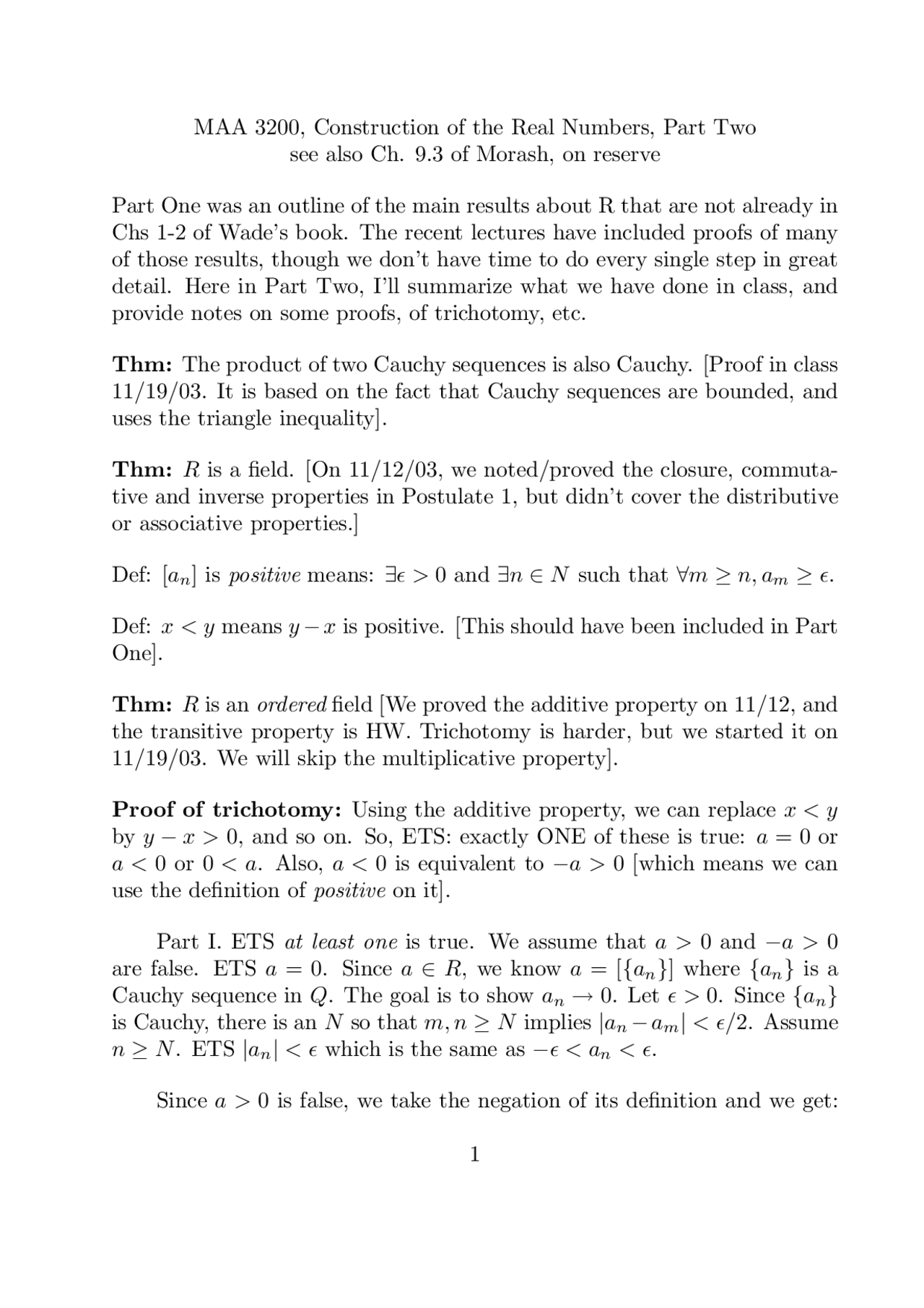 Construction of Real Numbers with Examples in Advanced Mathematics