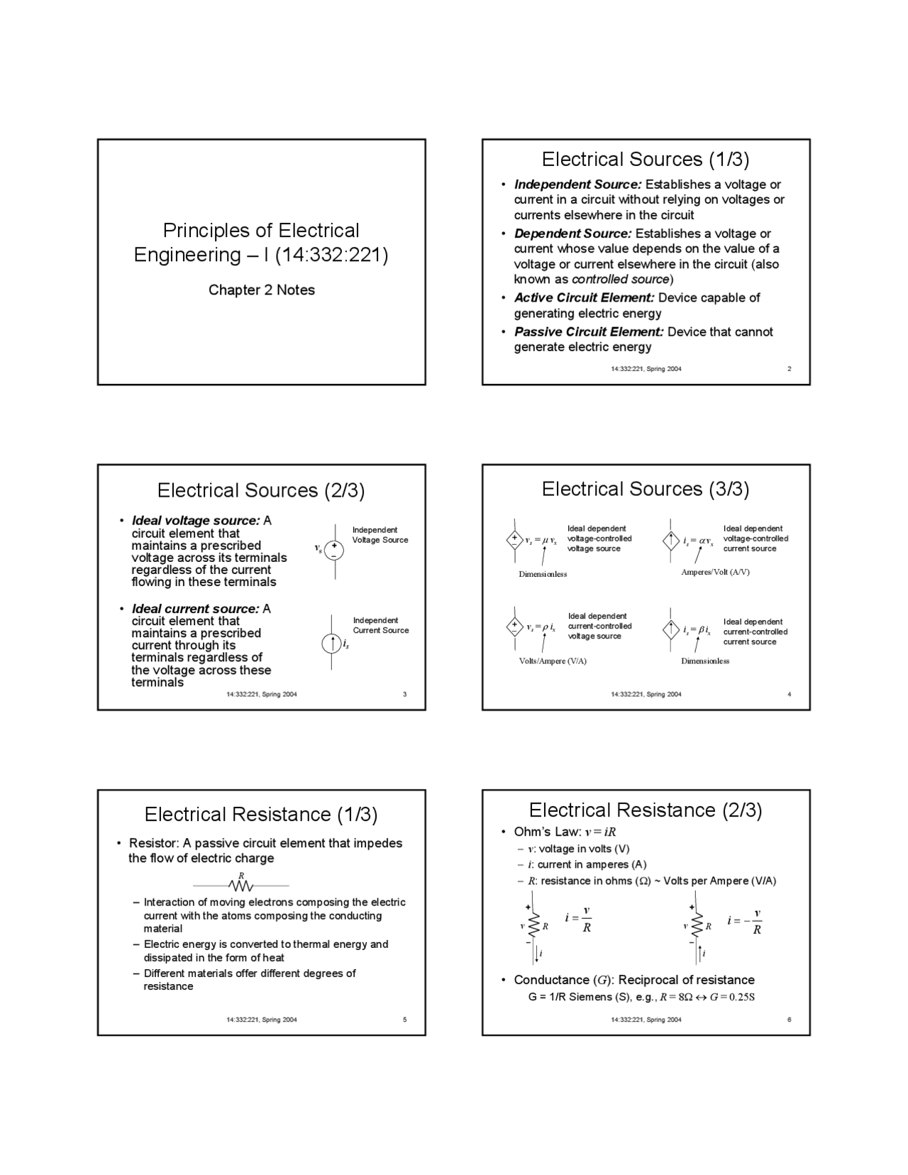 Electrical Principles Ii Notes Principles of Electrical Engineering - Lecture Slides | 332 221 - Docsity