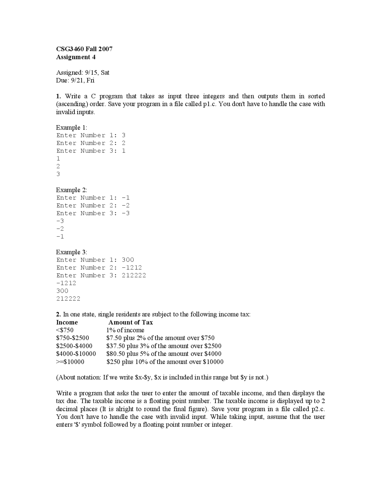 Programming Using C - Practice Assignment 4 | CGS 3460 - Docsity