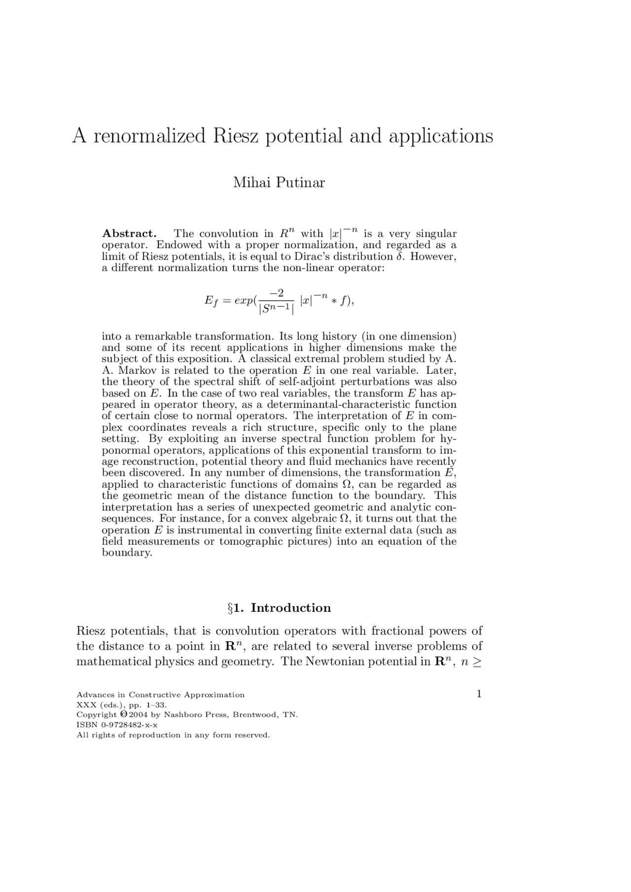 A Renormalized Riesz Potential and Applications | THTR 2 | Exams ...