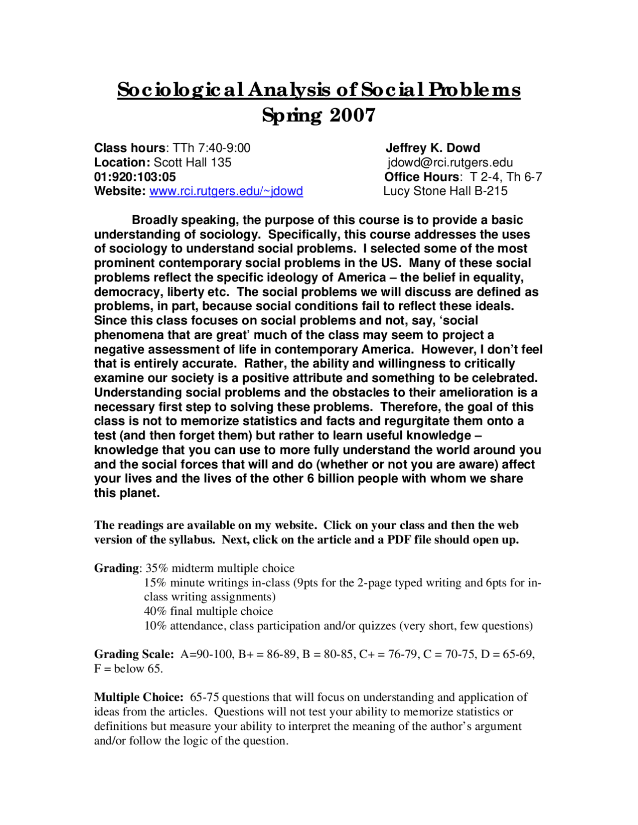 Sociological Analysis Of Social Problems Topics Schedule 920 103 Docsity