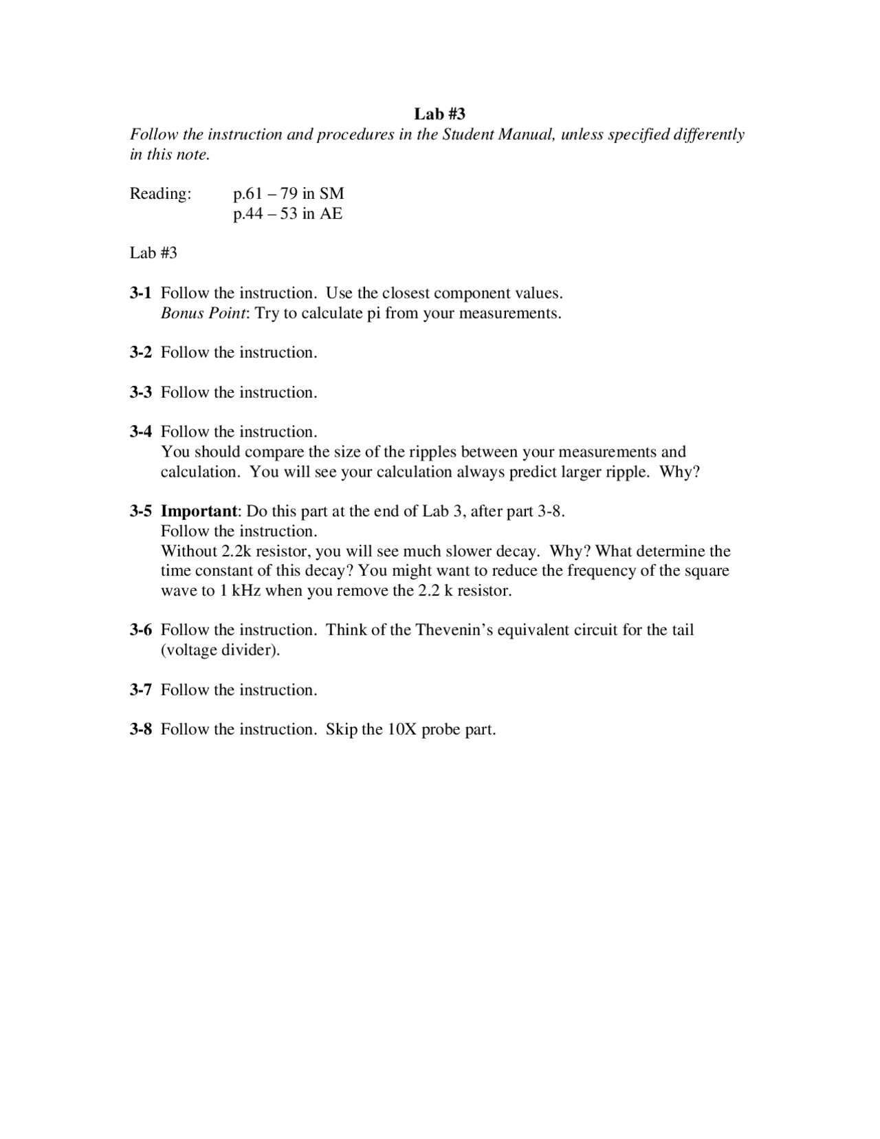 Physics Lab Instructions Laboratory Physics 1 - Lab 3 Instructions | PHY 4802L - Docsity