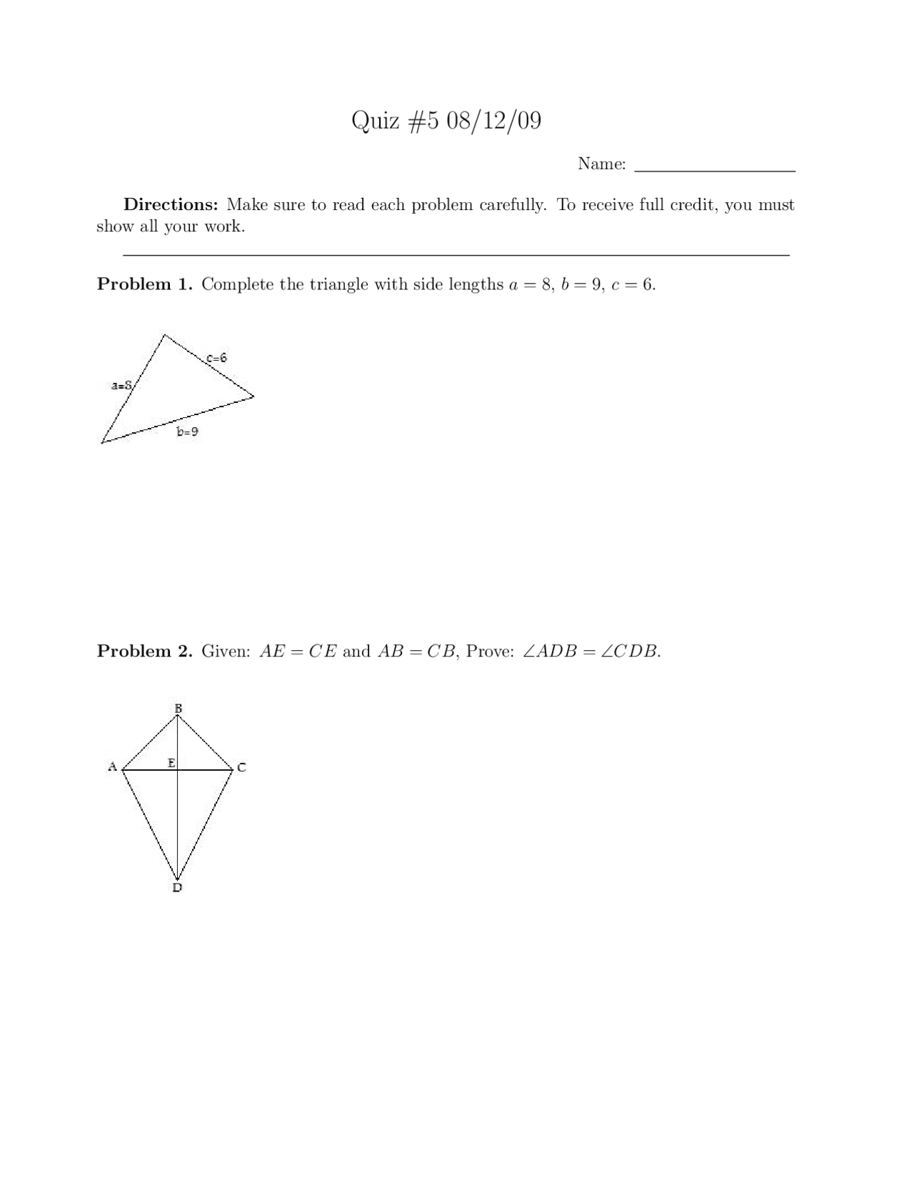 University Math II - Quiz 5 Problems | MATH 106 - Docsity
