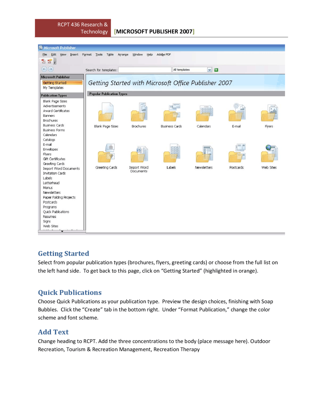 Getting Started with Microsoft Office Publisher - Research Technology ...