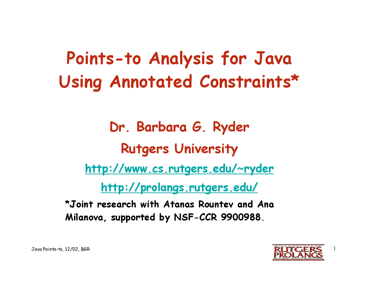 Points to Analysis for Java Using Annotated Constraints - Outline | 300 ...