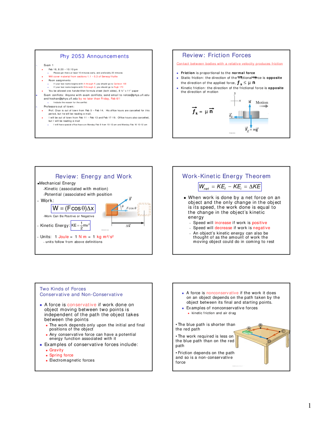 Review Study for Exam 1 | Physics I | PHY 2053 - Docsity