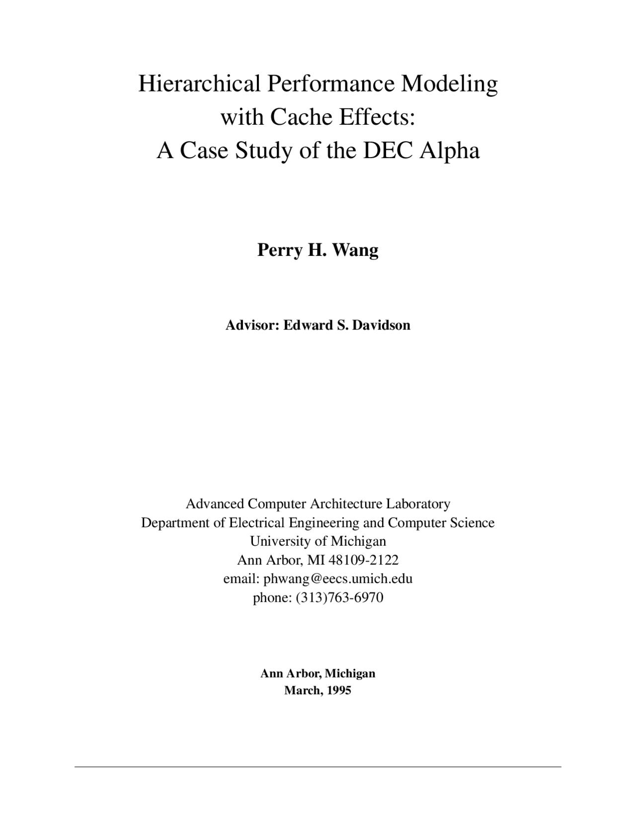 Hierarchical Performance Modeling with Cache Effects: A Case Study of ...