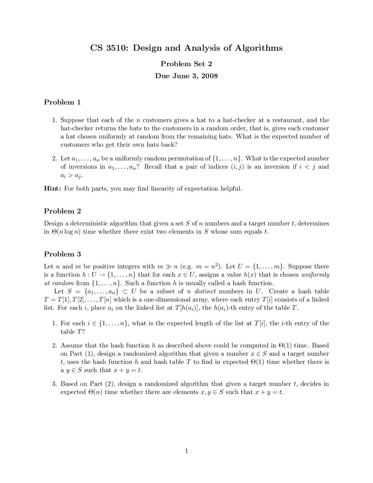 4 Problems Design and Analysis of Algorithms - Assignment 2 | CS 3510 ...