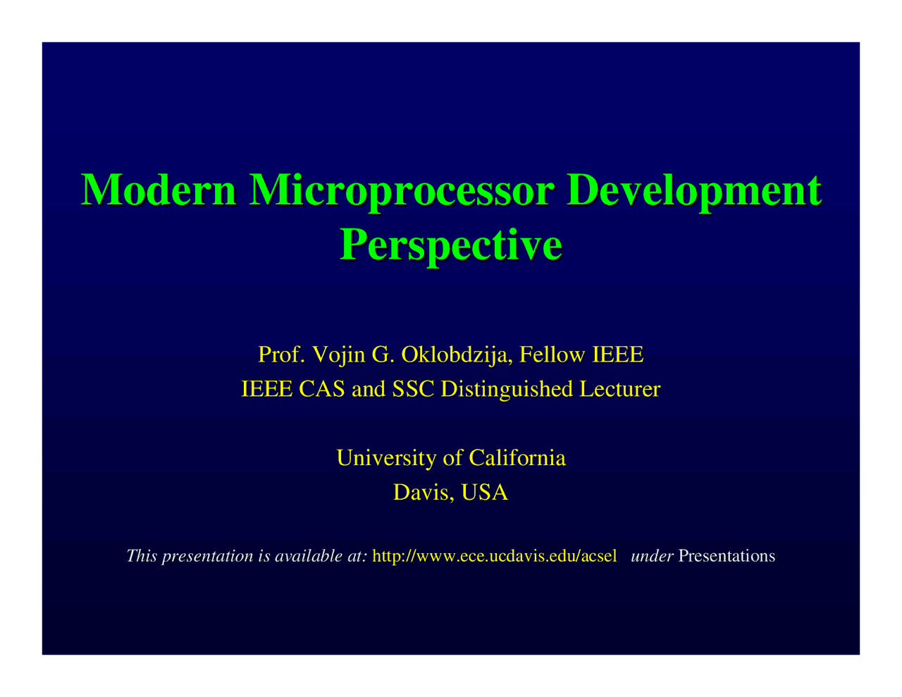 Modern Microprocessor Development Perspective - Outline | EEC 272 - Docsity