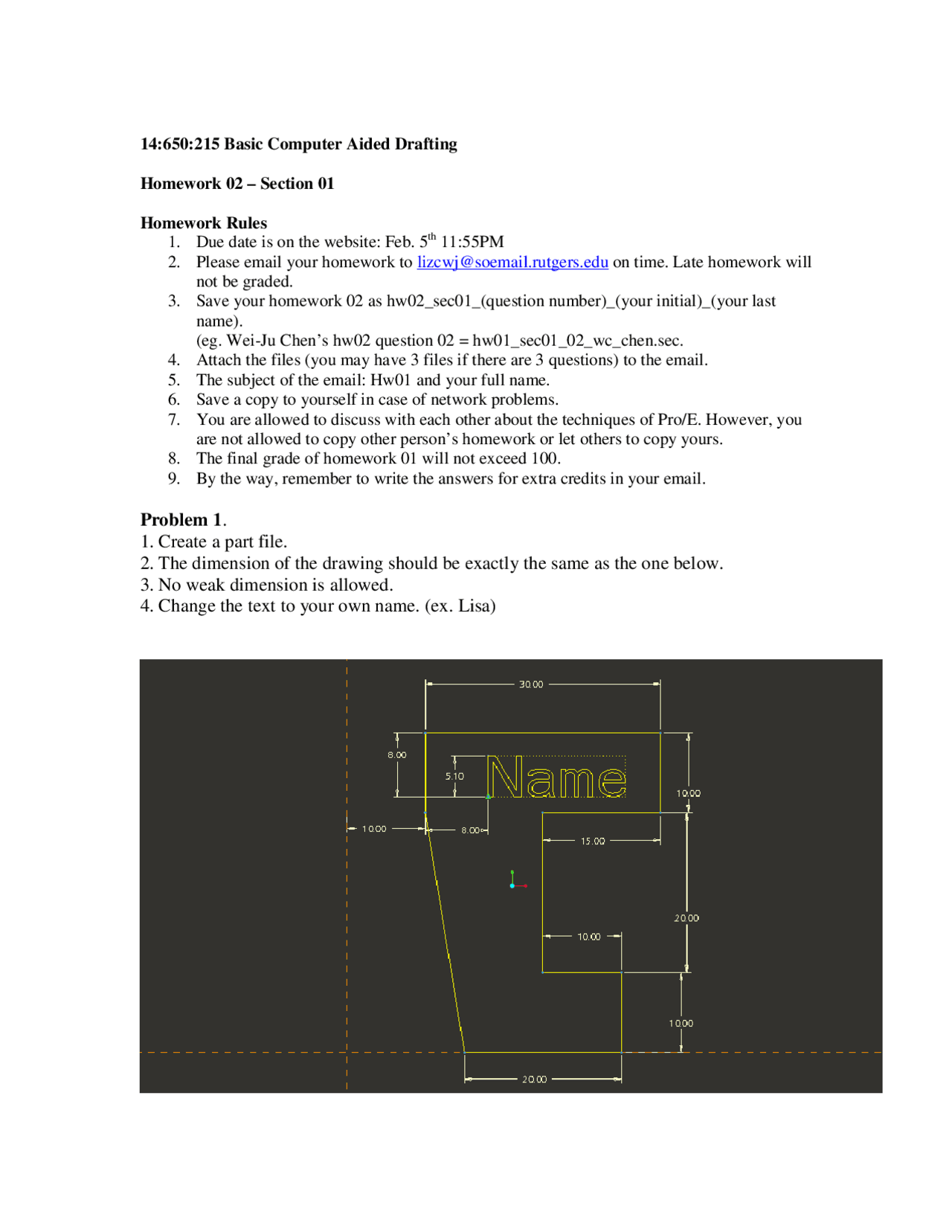 Drafting Homework Example Homework 2 Problems - Basic Computer Aided Drafting | 650 215 - Docsity