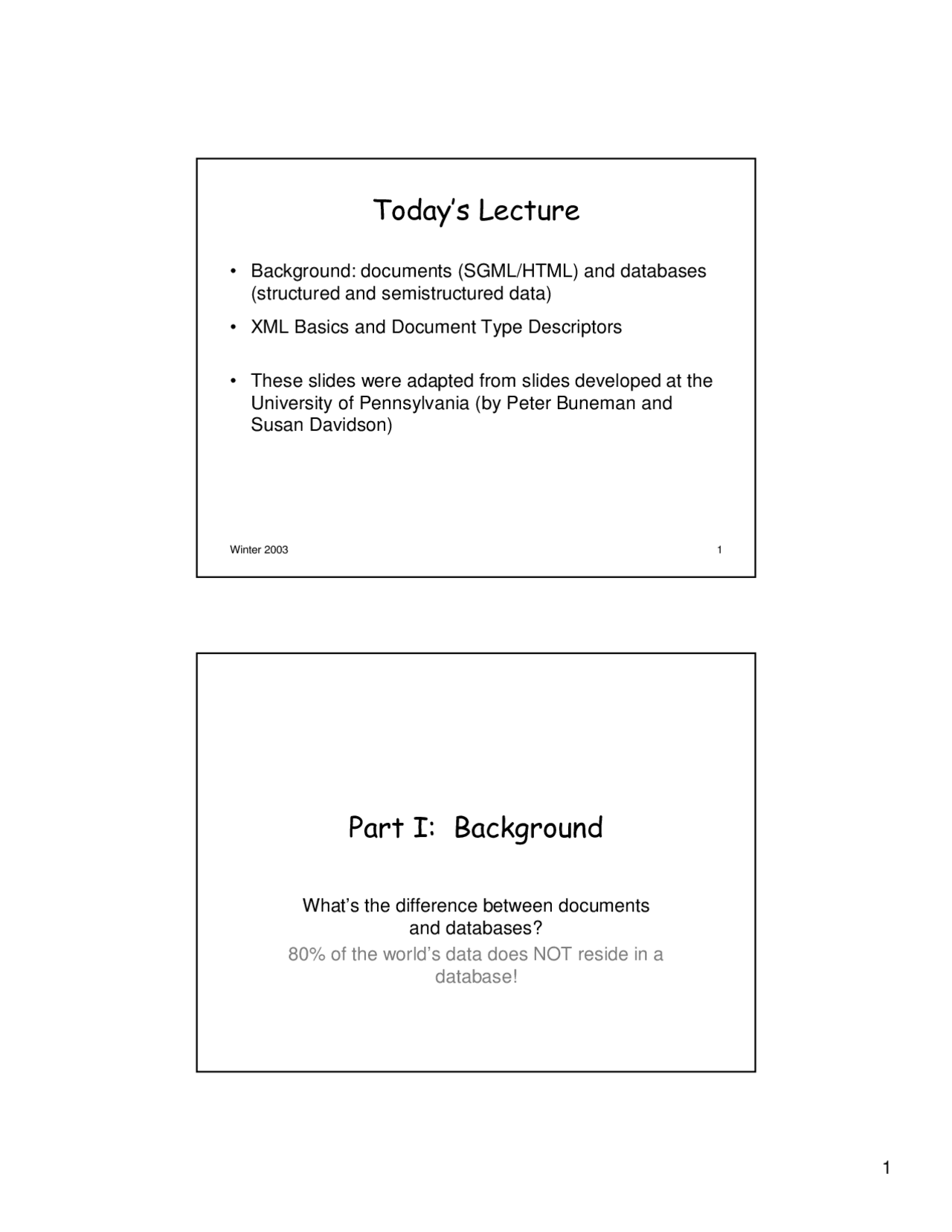 Structured And Semistructured Data Xml Basics Document Type Descriptors Cmps 180 Docsity