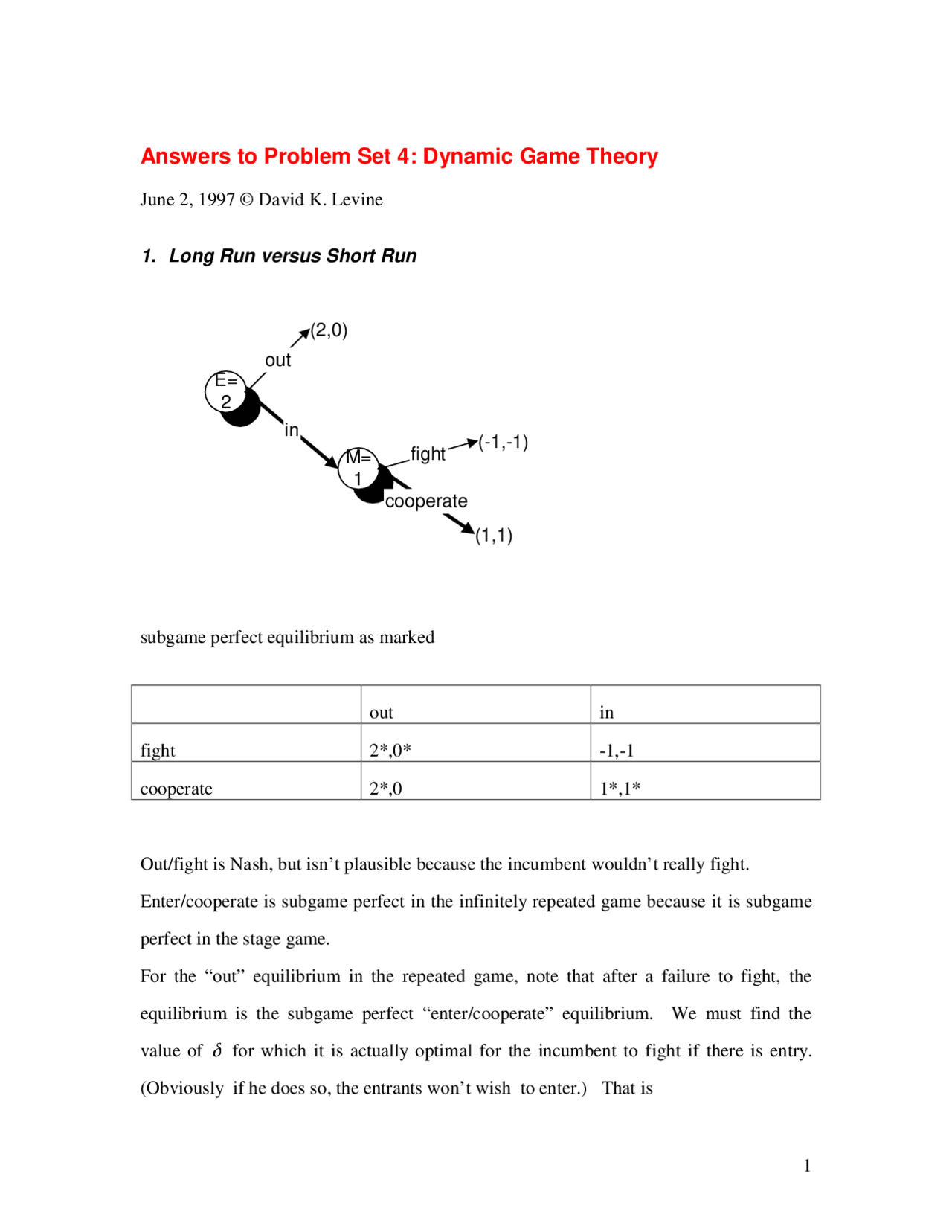 Solved Problem Set 4: Dynamic Game Theory - Microeconomic Theory | ECON ...