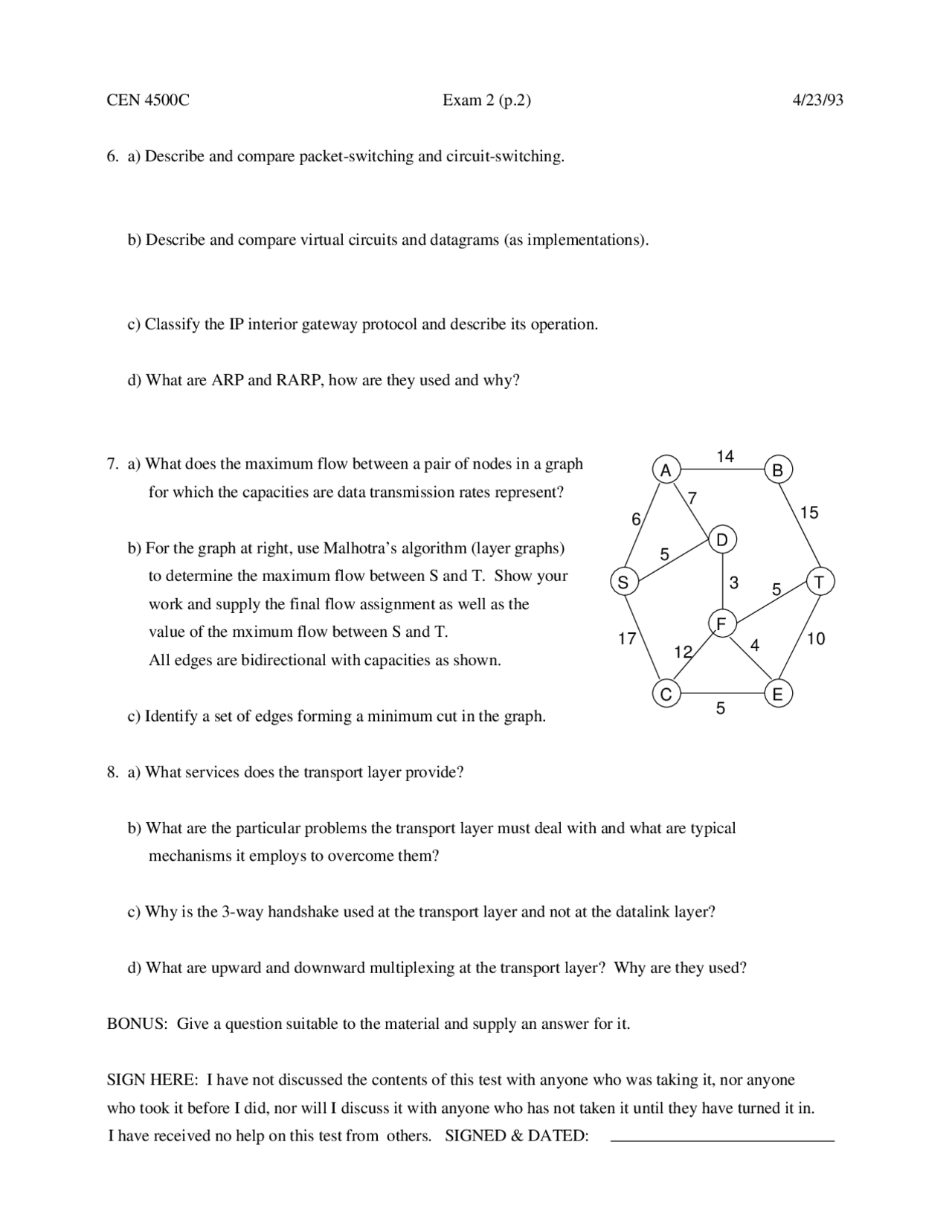Exam 2 for Fundamentals of Computer Communication Networks | CEN 4500 ...