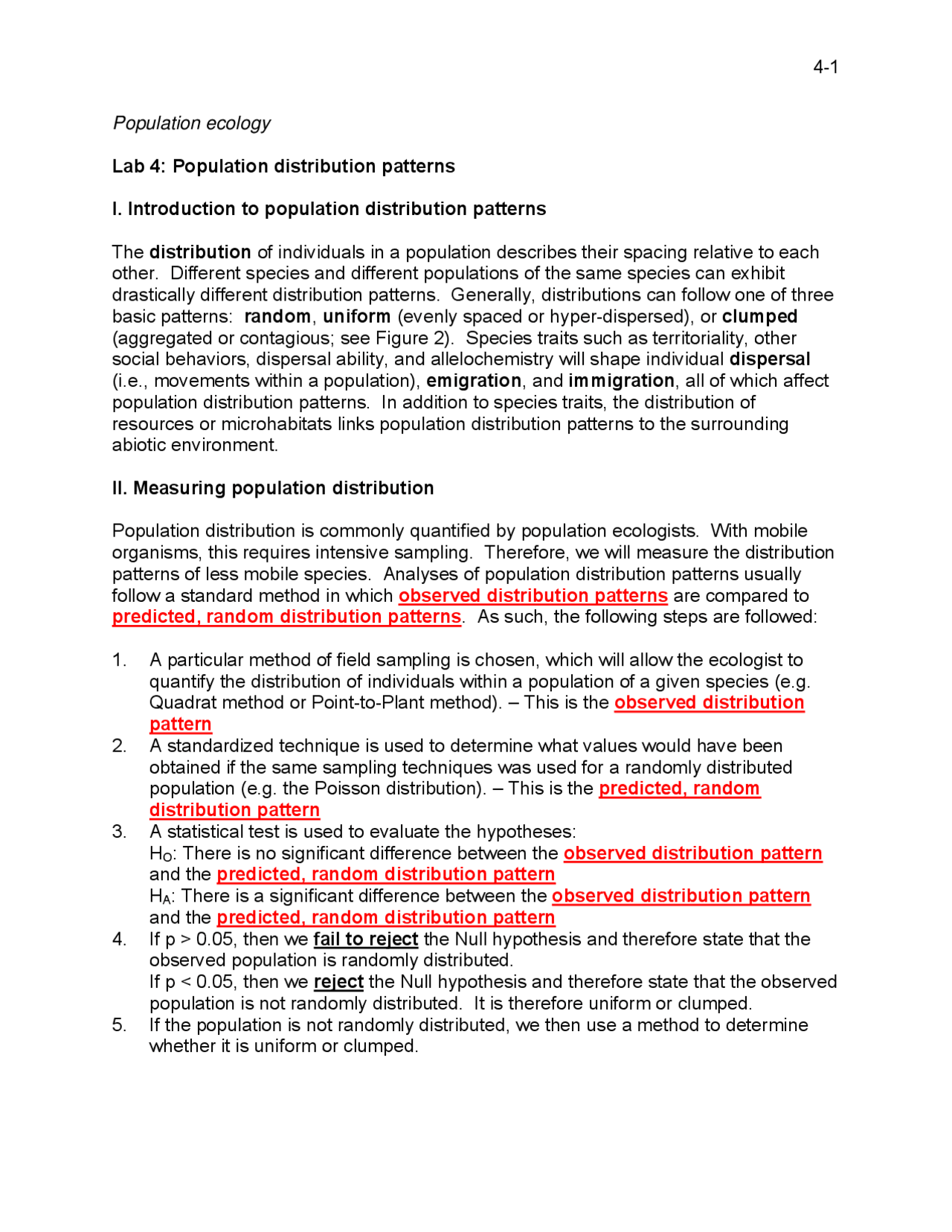Population Distribution Patterns - Lab 4 | PCB 3043 - Docsity