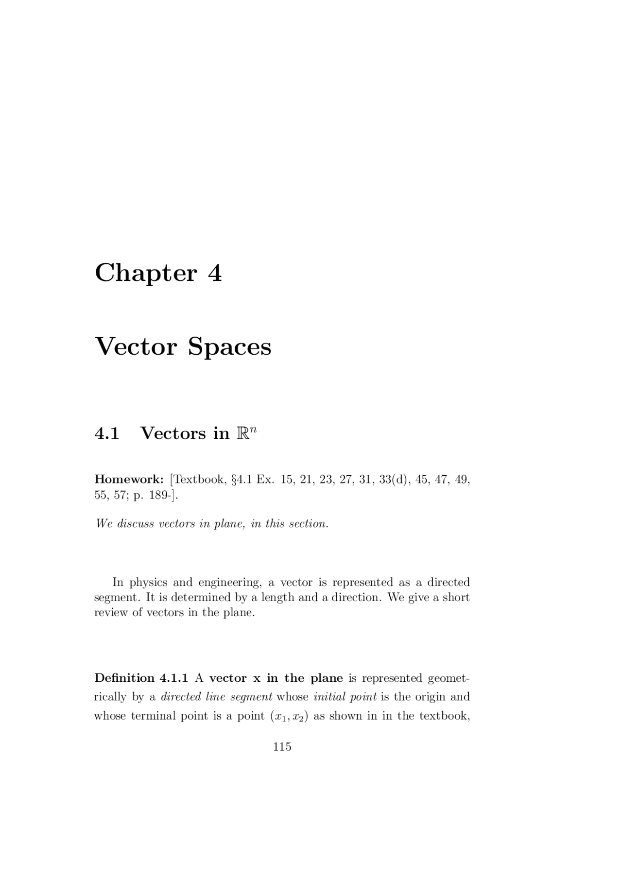 Vector Spaces with Solved Exercises - Lecture Notes | MATH 290 - Docsity