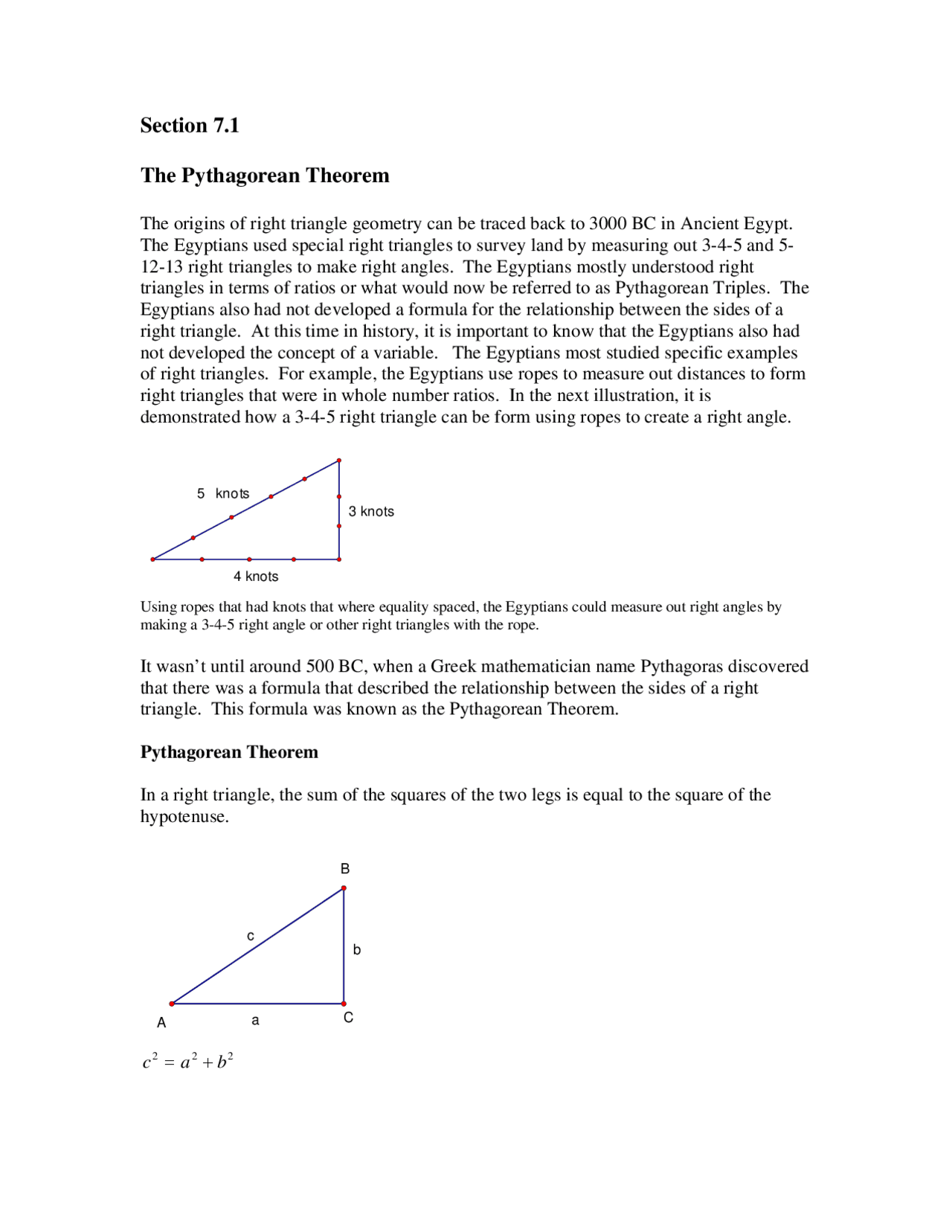 The Pythagorean Theorem Mathematics And Humanity Math 116 Docsity